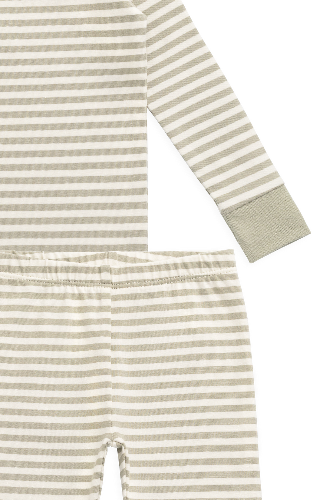 Organic Cotton Jude Long Sleeve Pyjama Set - Narrow Stripe Lichen/Cloud Childrens Pyjamas from Jamie Kay USA