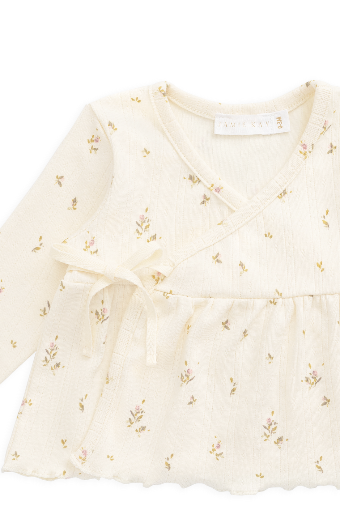 Organic Cotton Pointelle Lydie Wrap Top - Dina Antique Childrens Top from Jamie Kay USA