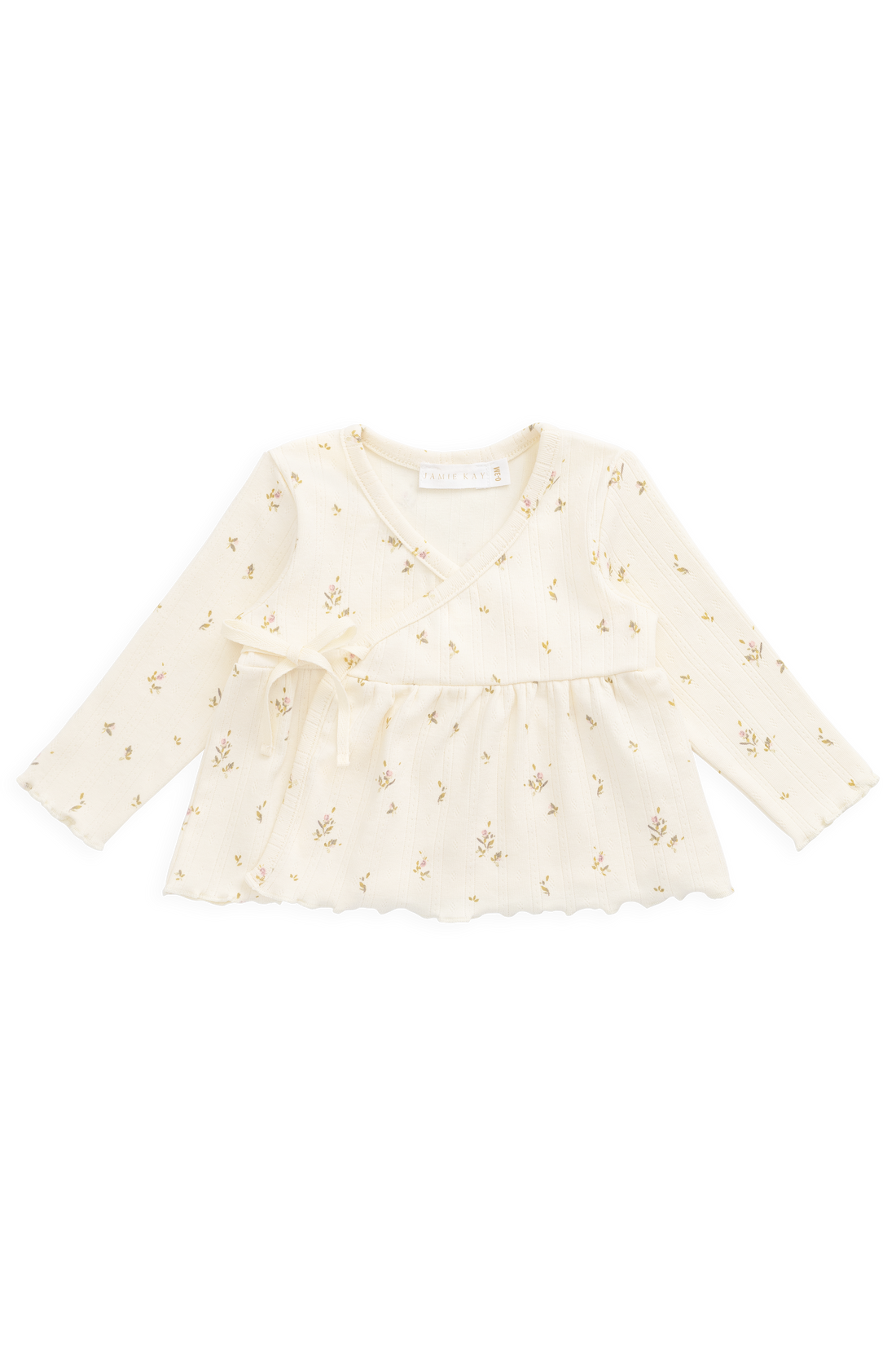 Organic Cotton Pointelle Lydie Wrap Top - Dina Antique Childrens Top from Jamie Kay USA