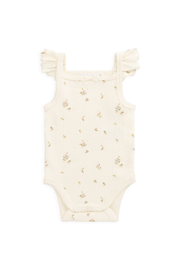 Organic Cotton Pointelle Zoella Bodysuit - Dina Antique Childrens Bodysuit from Jamie Kay USA