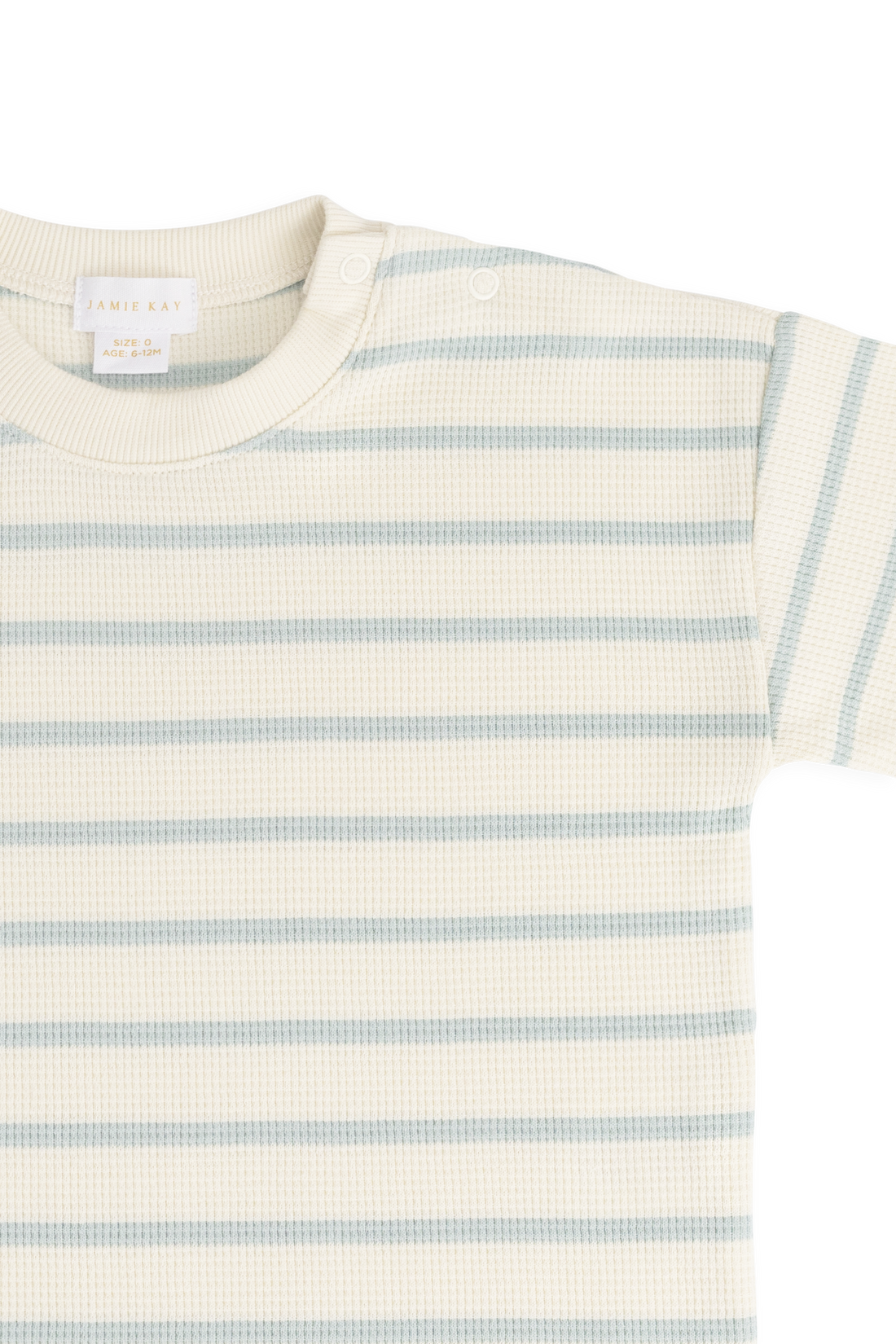 Organic Cotton Waffle Leith Tee - James Stripe Reef/Cloud Childrens Top from Jamie Kay USA