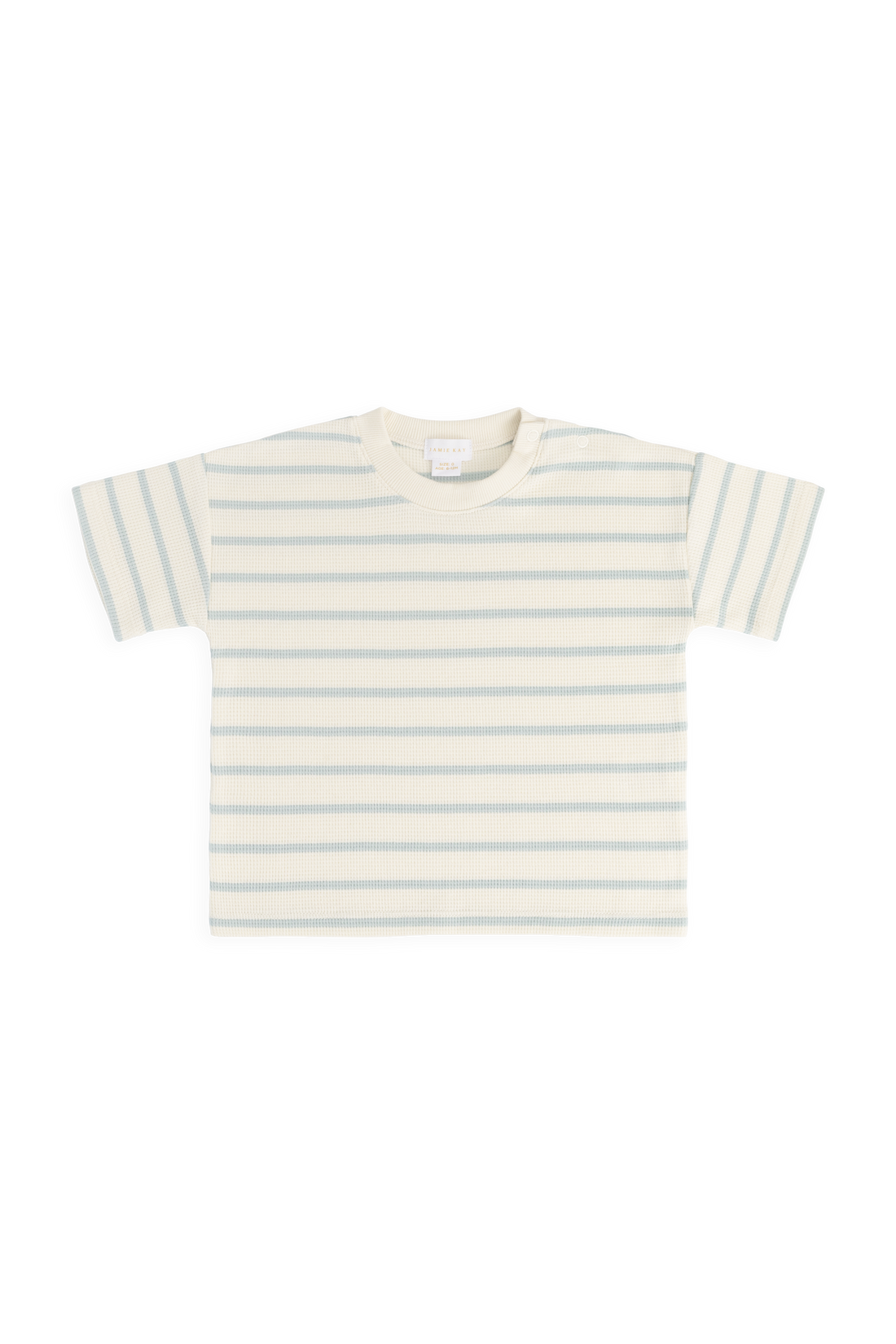 Organic Cotton Waffle Leith Tee - James Stripe Reef/Cloud Childrens Top from Jamie Kay USA