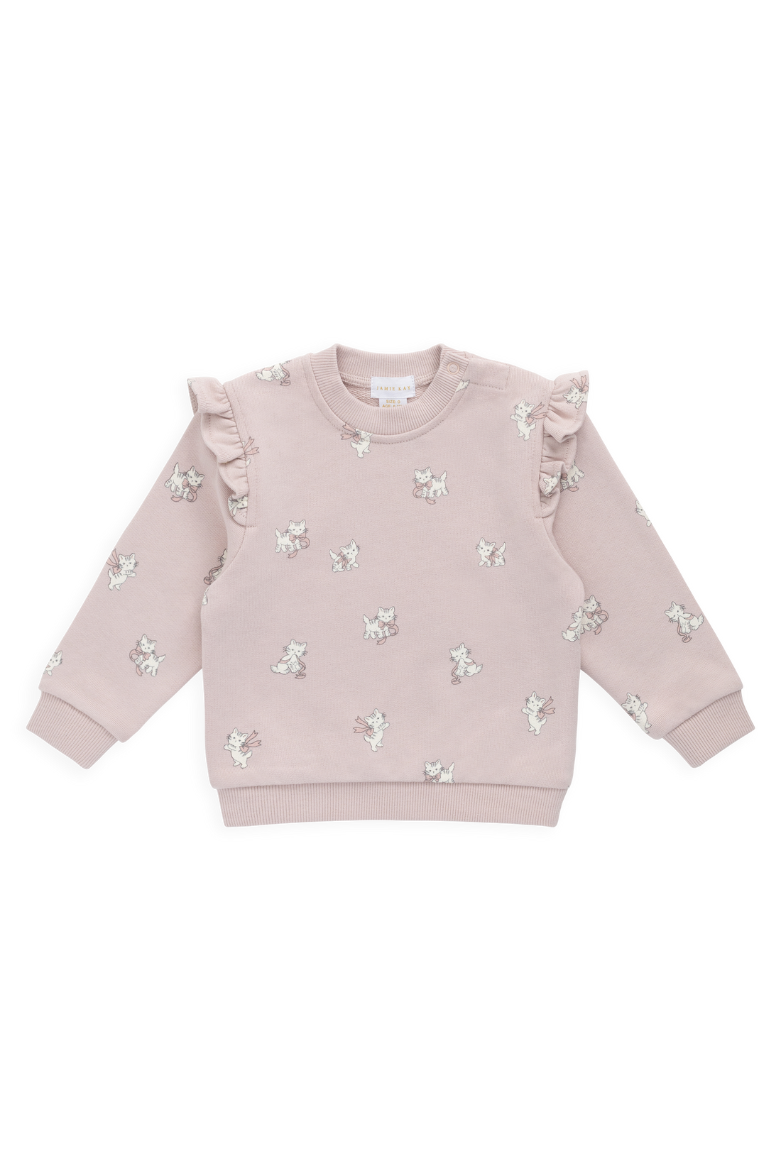 Organic Cotton Maple Sweatshirt-Bow Kitties Mauve Childrens Sweatshirt from Jamie Kay USA