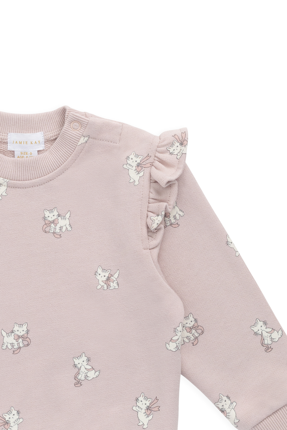 Organic Cotton Maple Sweatshirt-Bow Kitties Mauve Childrens Sweatshirt from Jamie Kay USA