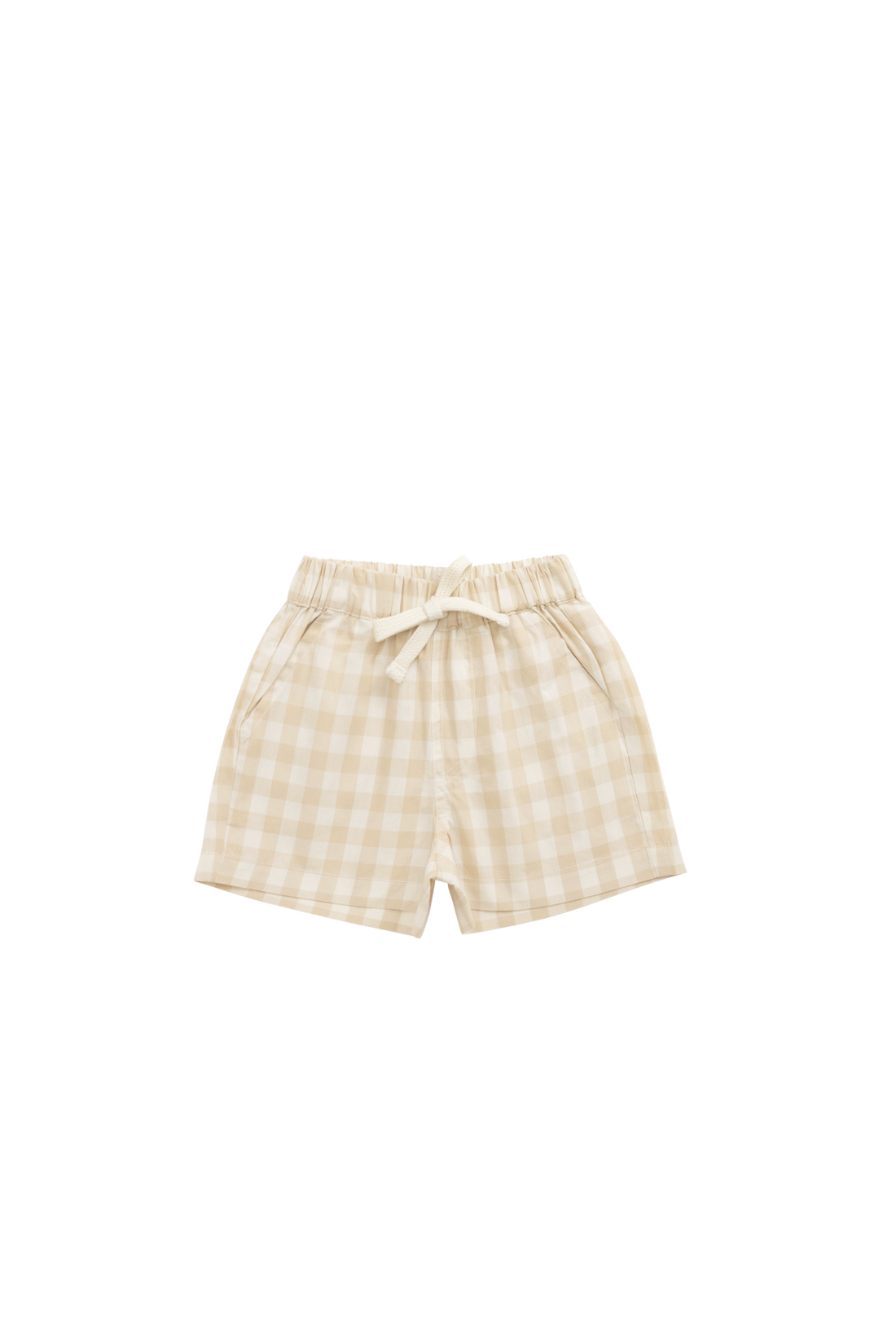 Organic Cotton Louis Short - Gingham Pale Khaki Childrens Short from Jamie Kay USA