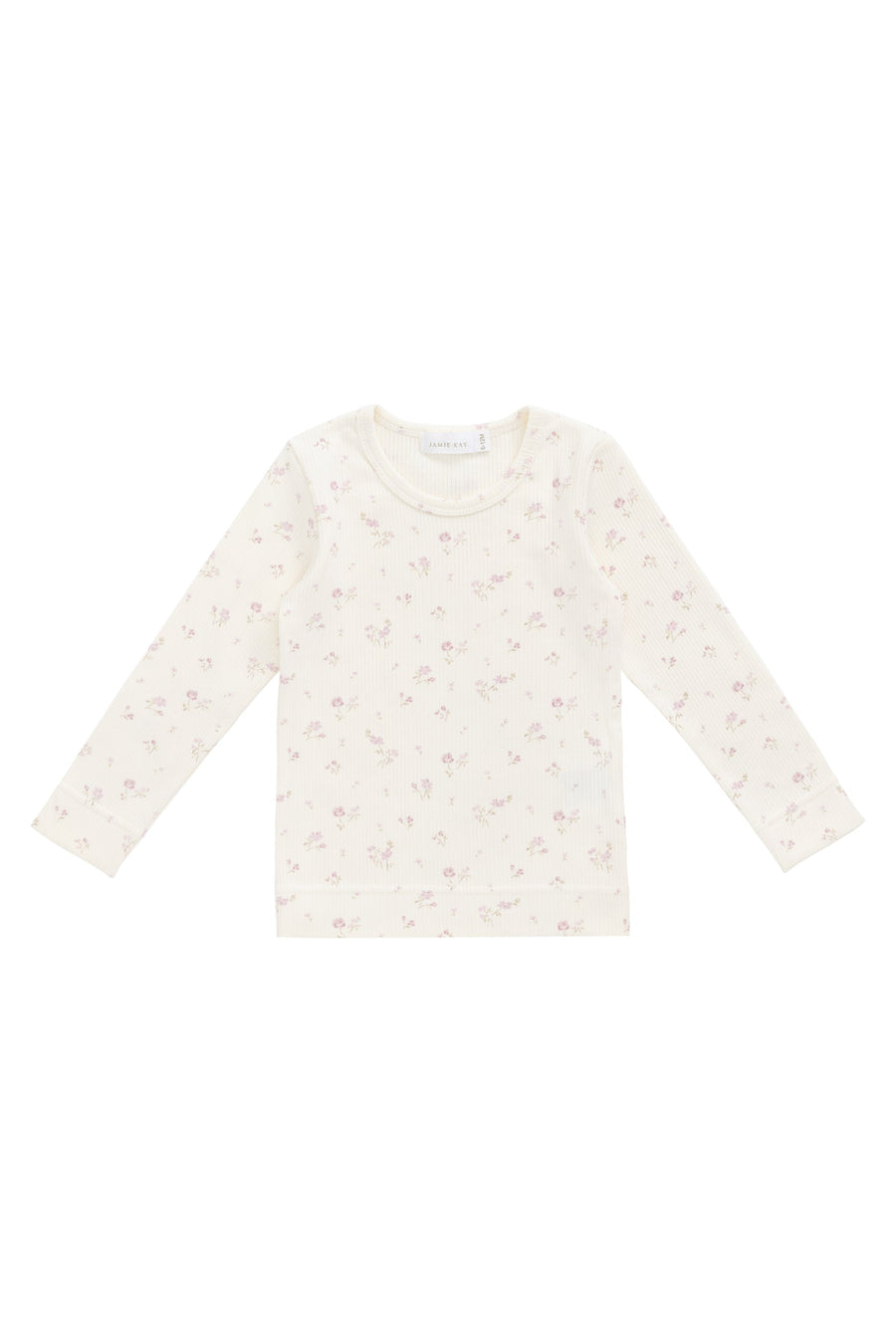 Organic Cotton Fine Rib Long Sleeve Top - Caroline Egret Childrens Top from Jamie Kay USA
