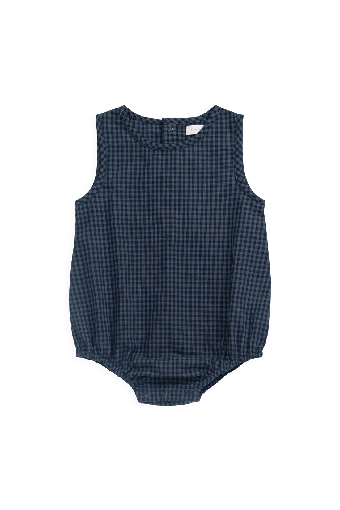 Organic Cotton Bentley Playsuit - Tiny Gingham Maritime Childrens Playsuit from Jamie Kay USA