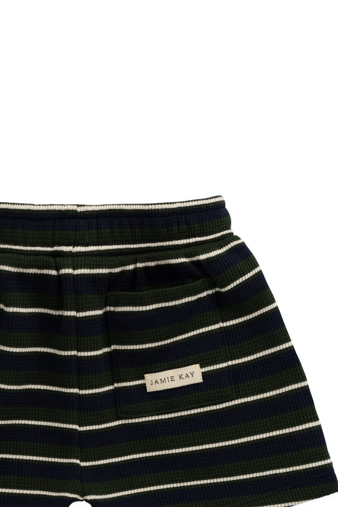 Organic Cotton Waffle Leith Short - Maritime Grandeur Stripe Childrens Short from Jamie Kay USA