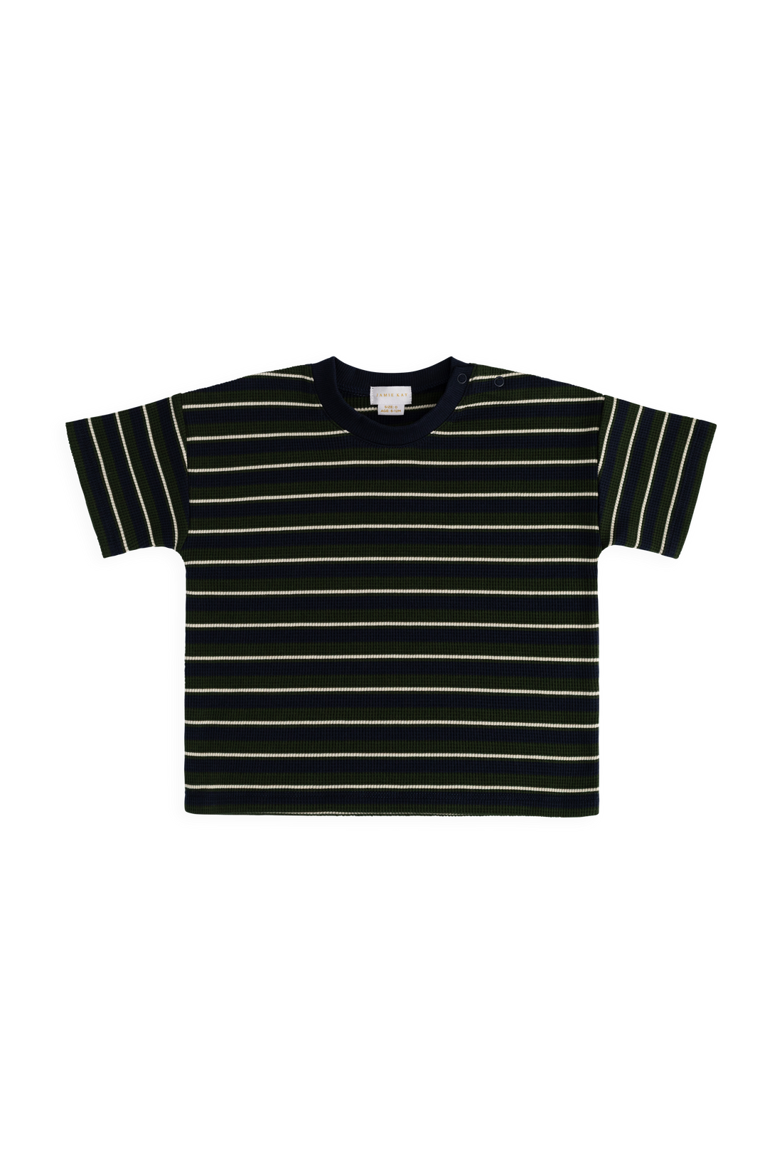 Organic Cotton Waffle Leith Tee - Maritime Grandeur Stripe Childrens Top from Jamie Kay USA