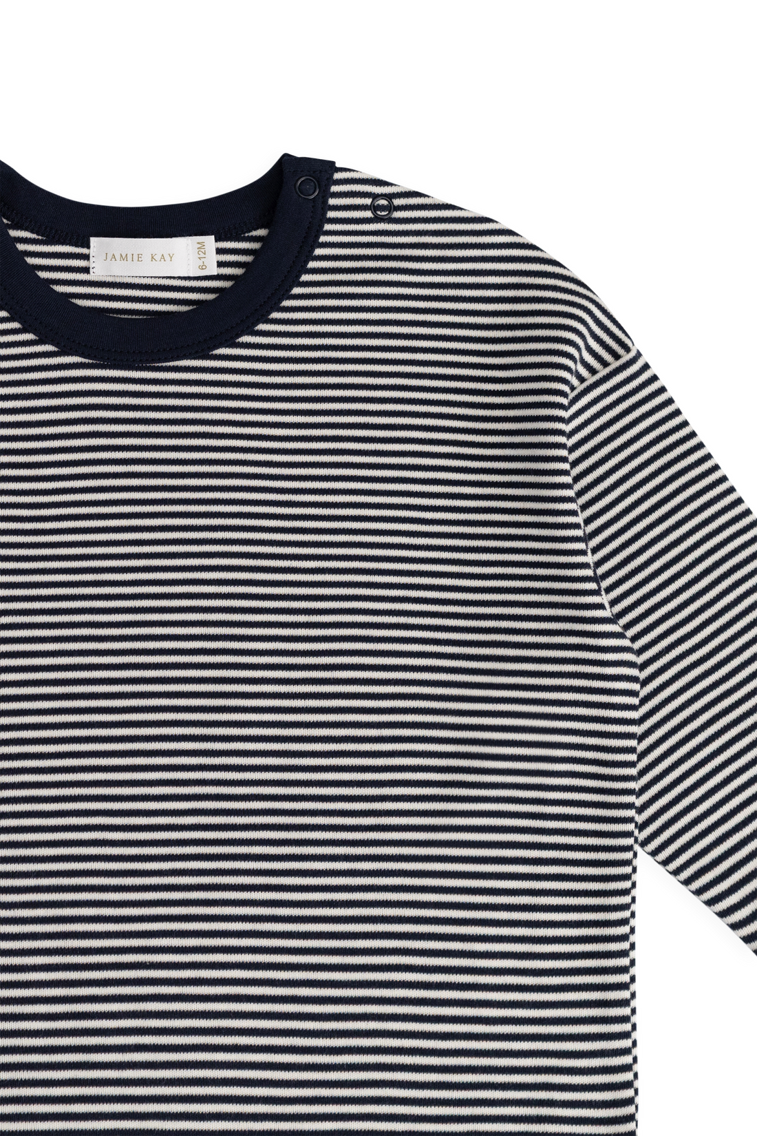 Pima Cotton Edward Long Sleeve Top - Petite Stripe Cloud/Maritime Childrens Top from Jamie Kay USA