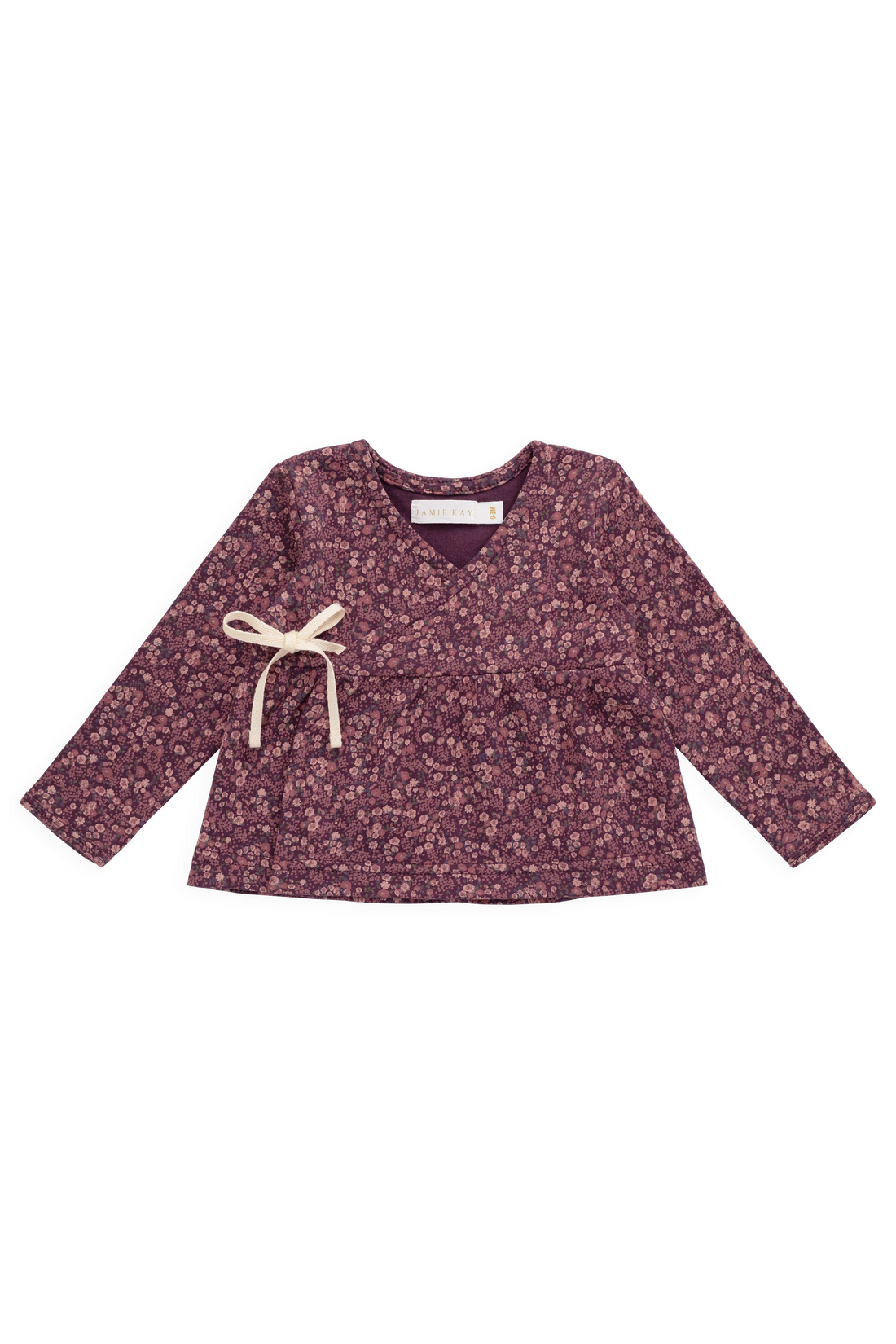 Organic Cotton Clemence Wrap Top - Fig Floral Childrens Top from Jamie Kay USA
