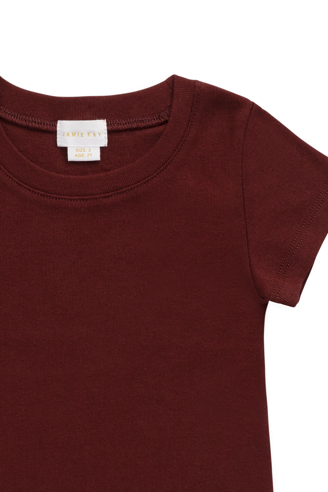 Organic Cotton Rib Helene Tee - Burgundy Childrens Top from Jamie Kay USA