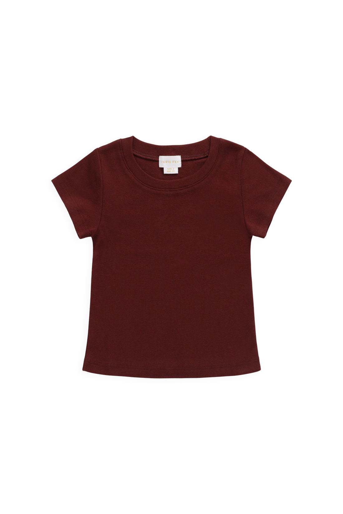 Organic Cotton Rib Helene Tee - Burgundy Childrens Top from Jamie Kay USA