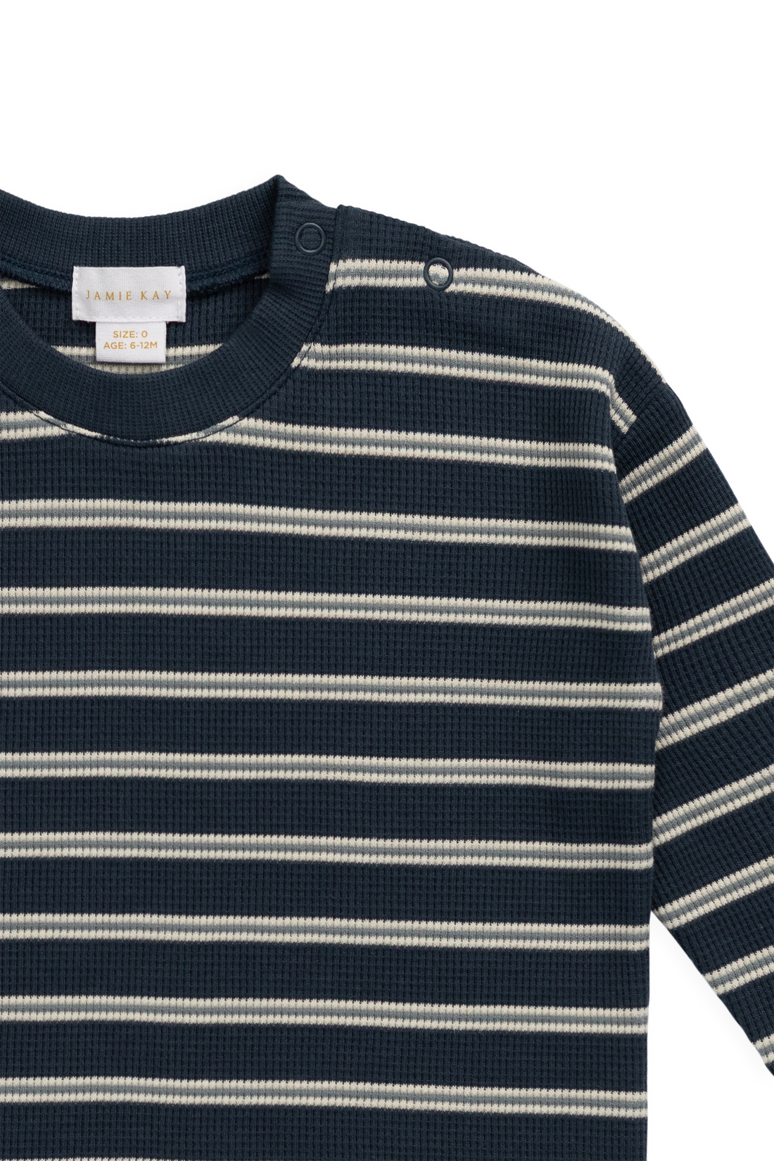 Organic Cotton Waffle Leith Long Sleeve Top - Dreamer Stripe Captain Childrens Top from Jamie Kay USA