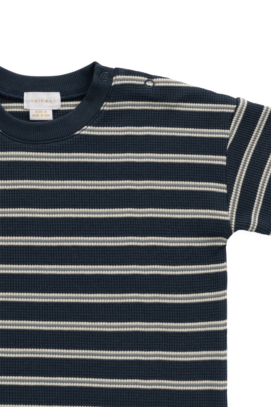 Organic Cotton Waffle Leith Tee - Dreamer Stripe Captain Childrens Top from Jamie Kay USA
