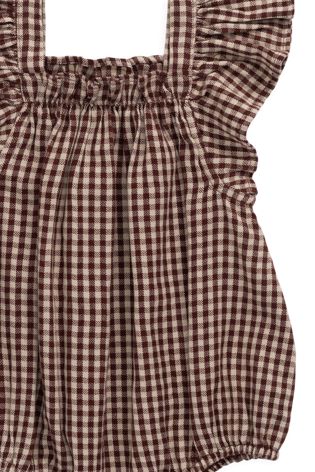 Organic Cotton Harriet Playsuit - Cinnamon Gingham Childrens Playsuit from Jamie Kay USA