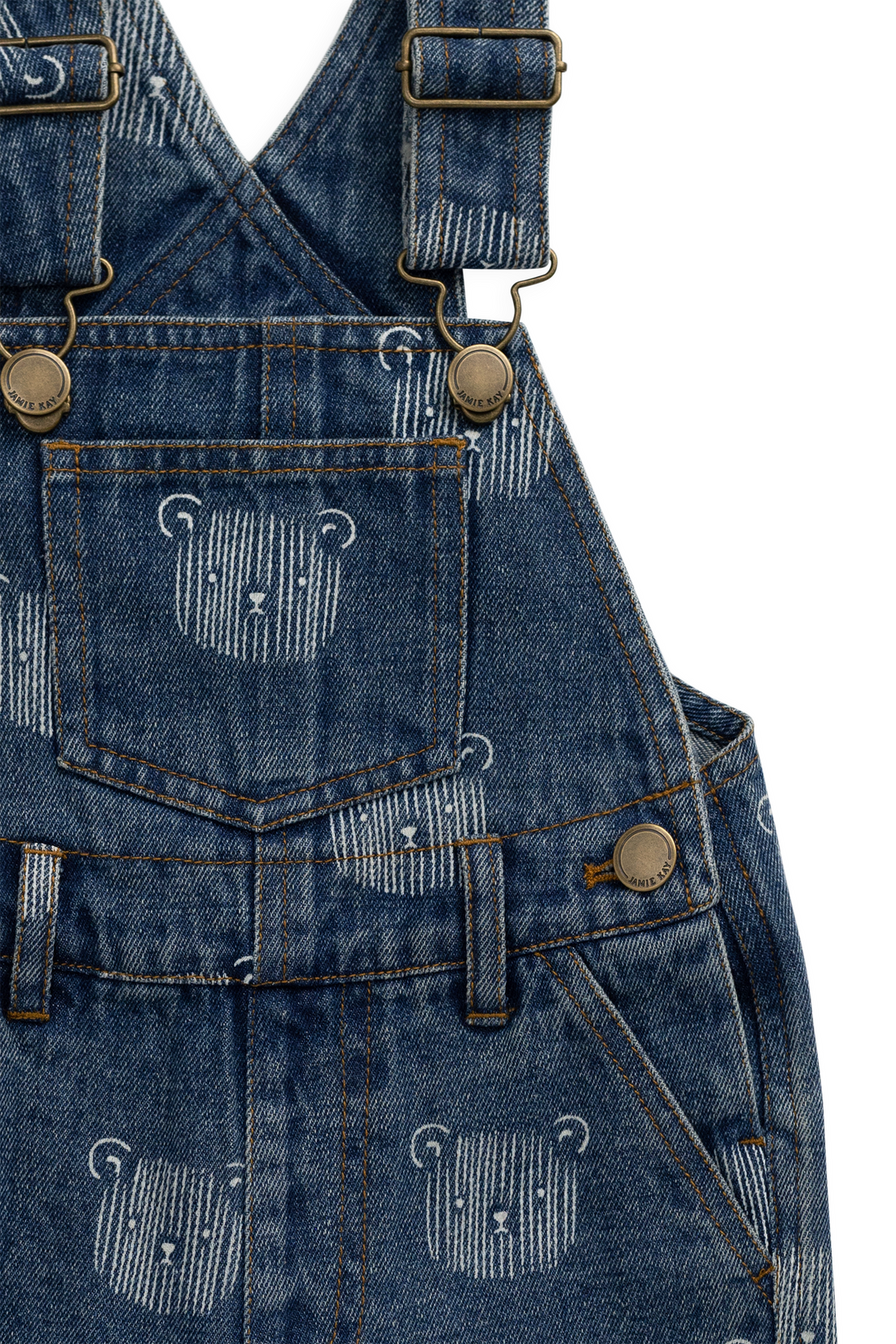 Fenix Short Overall - Teddy Face Denim Childrens Overall from Jamie Kay USA