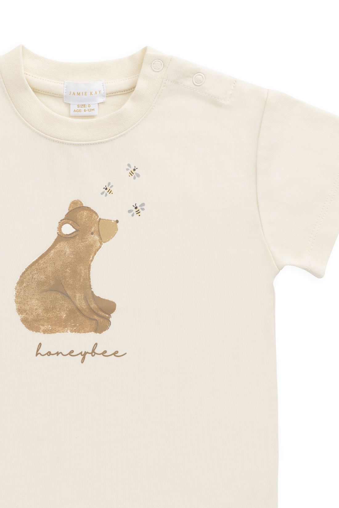 Organic Cotton Bjorn Tee - Cloud Honeybee Bear Childrens Top from Jamie Kay USA