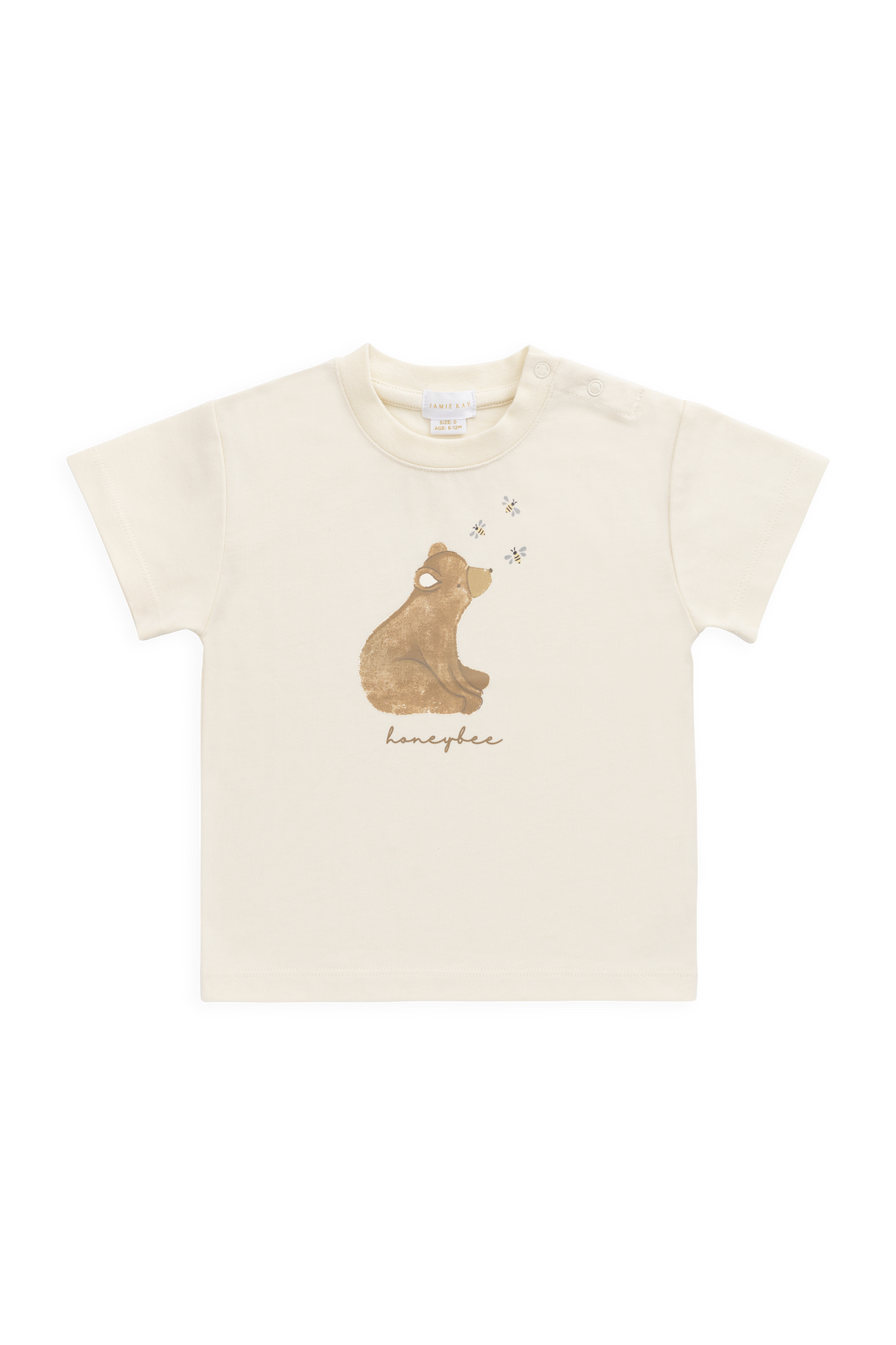 Organic Cotton Bjorn Tee - Cloud Honeybee Bear Childrens Top from Jamie Kay USA