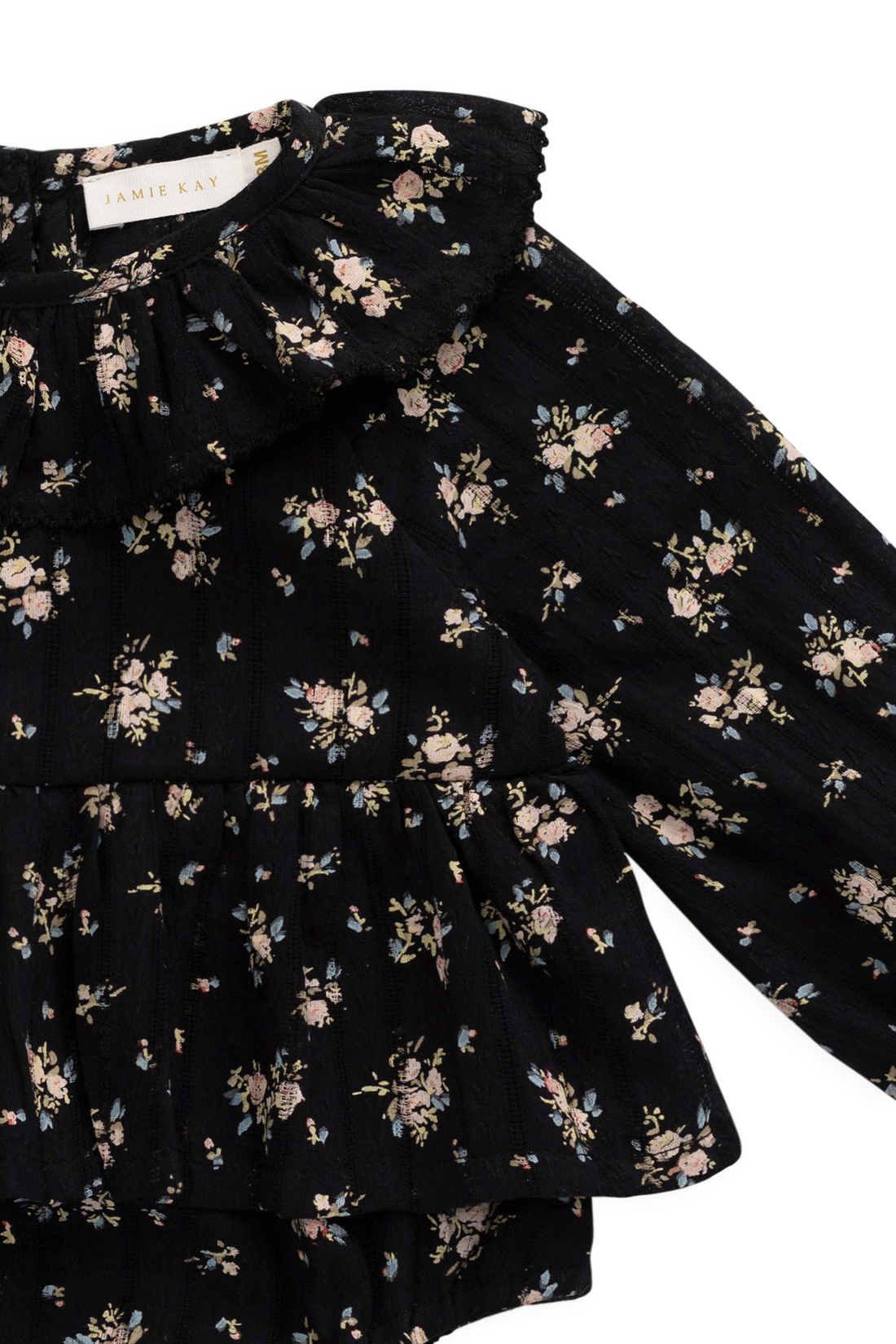 Organic Cotton Caroline Playsuit - Cassie Caviar Childrens Playsuit from Jamie Kay USA