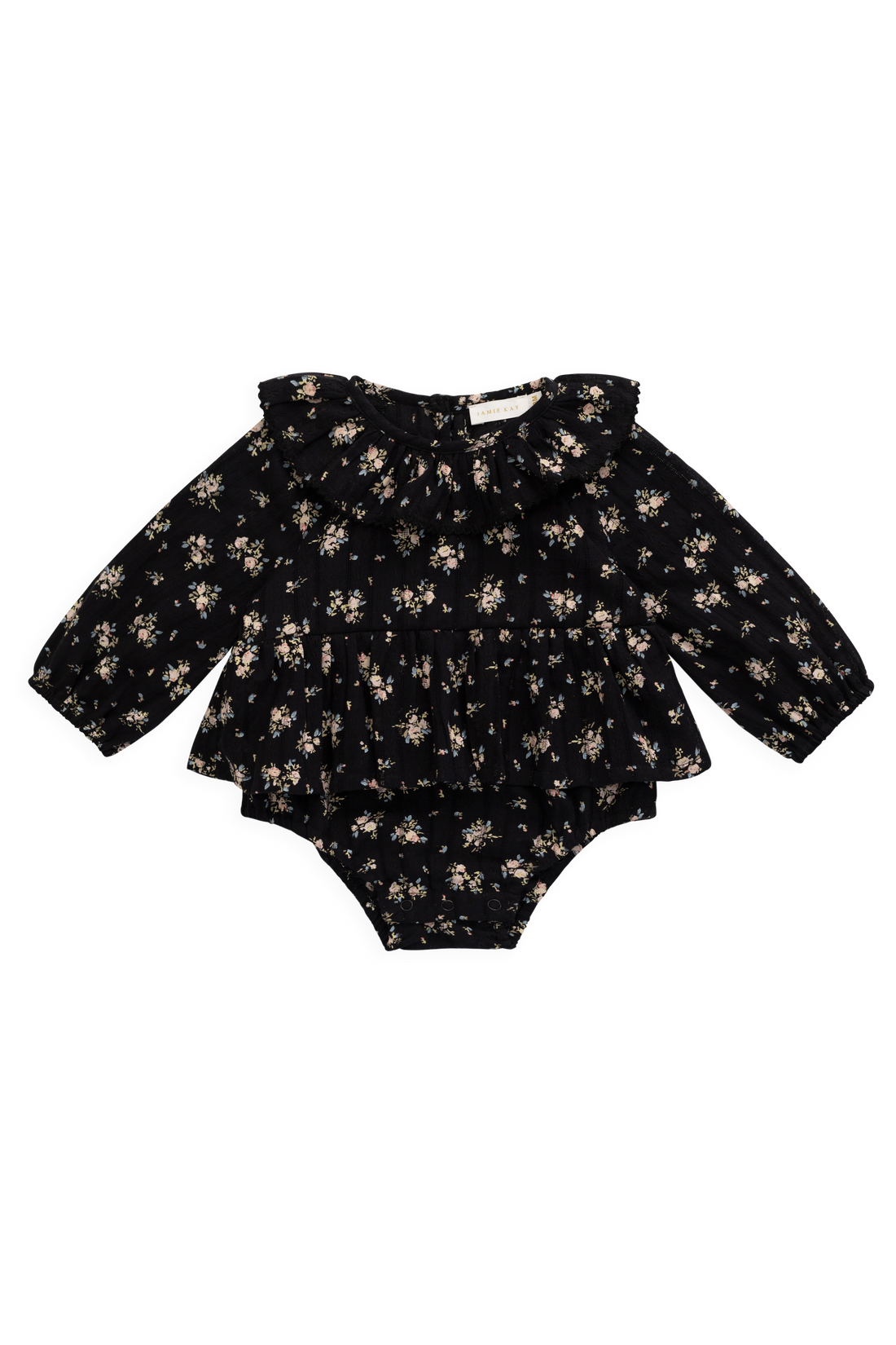 Organic Cotton Caroline Playsuit - Cassie Caviar Childrens Playsuit from Jamie Kay USA