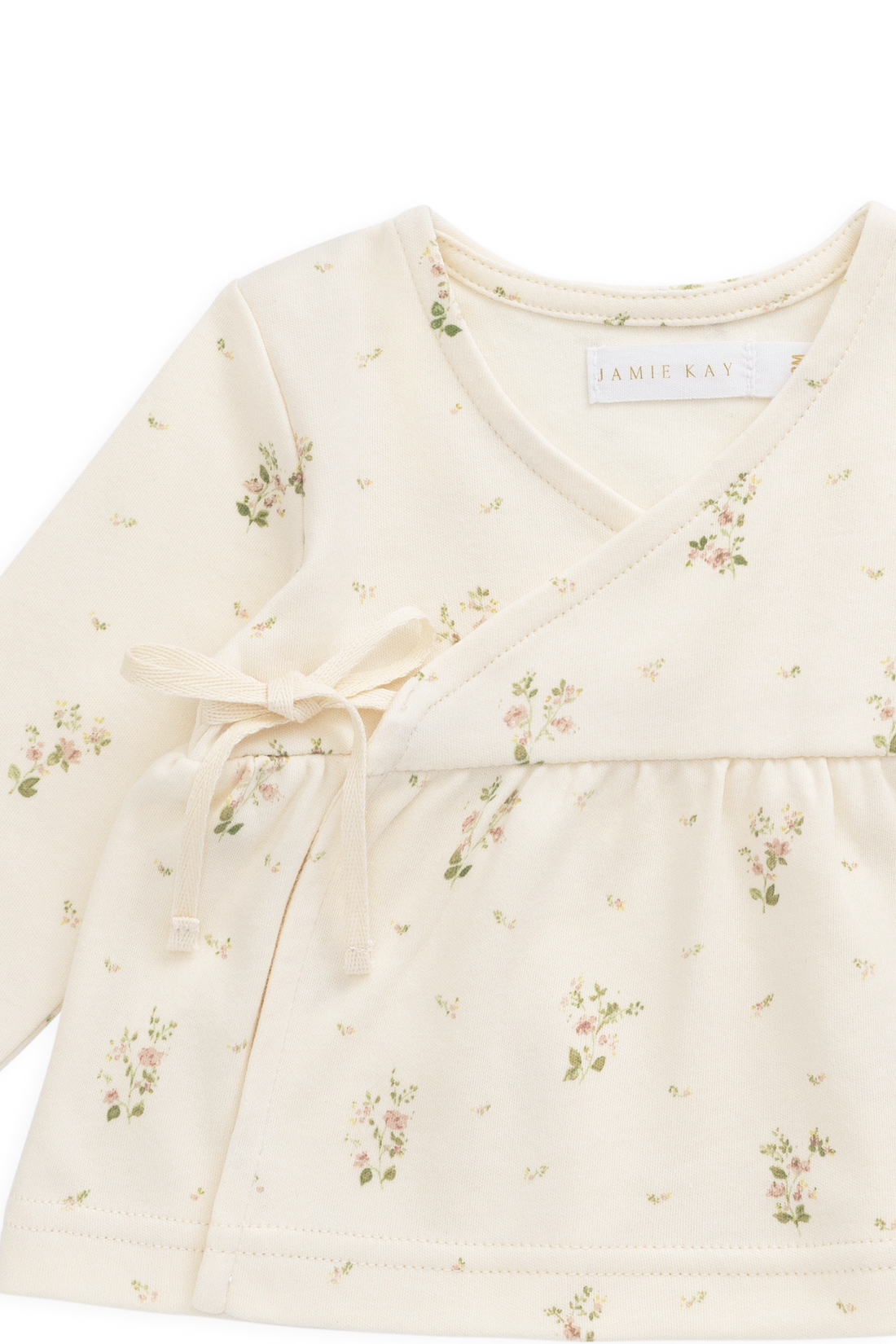 Organic Cotton Clemence Wrap Top - Josepha Egret Small Childrens Top from Jamie Kay USA