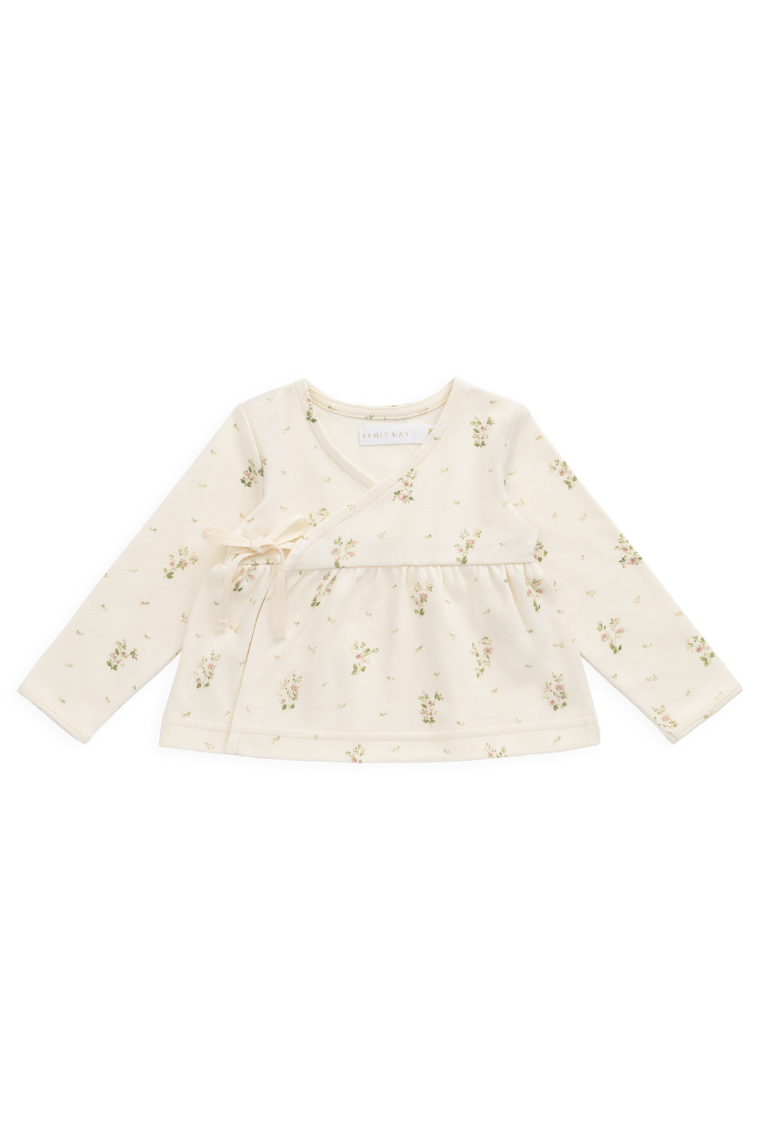 Organic Cotton Clemence Wrap Top - Josepha Egret Small Childrens Top from Jamie Kay USA