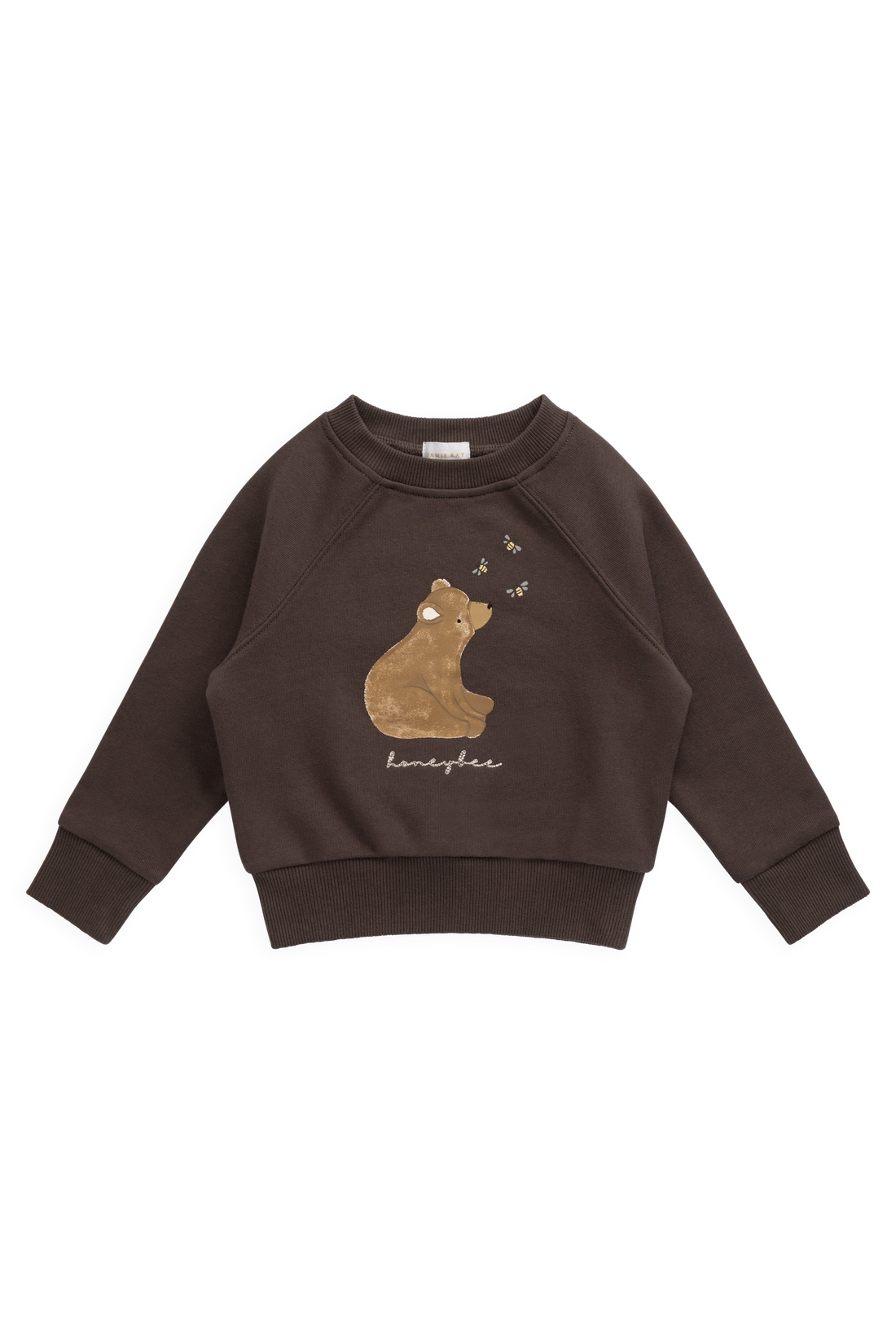 Organic Cotton Hayes Sweatshirt - Raku Honeybee Bear Childrens Sweatshirt from Jamie Kay USA