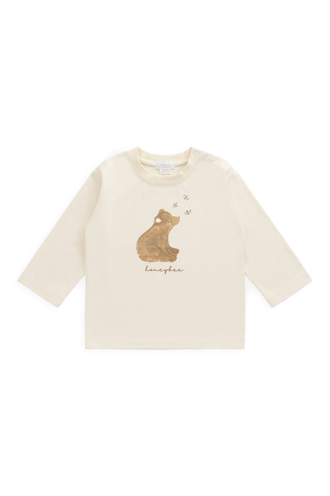 Organic Cotton Marshall Long Sleeve Top - Cloud Honeybee Bear Childrens Top from Jamie Kay USA