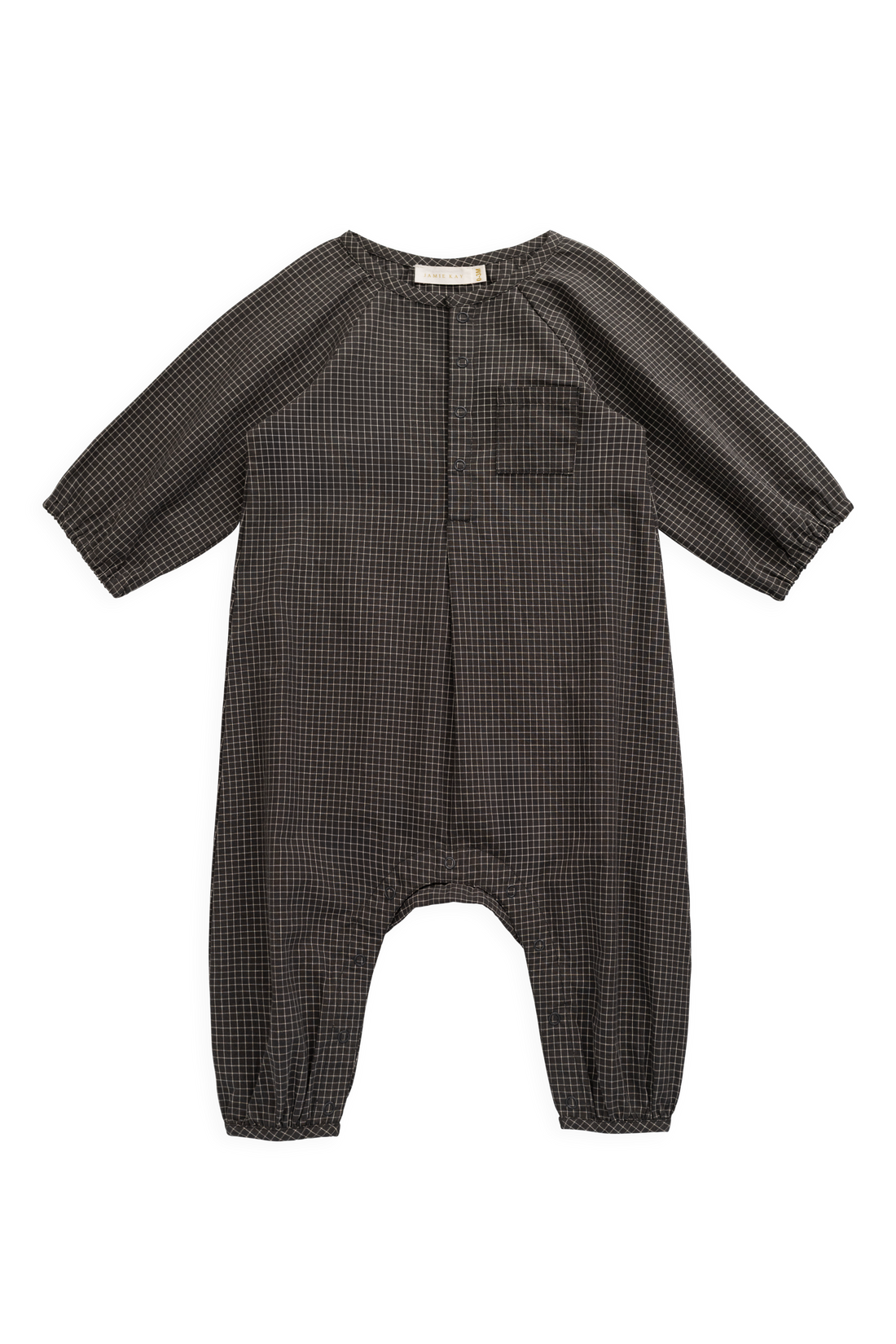 Organic Cotton Milton Onepiece - Basalt Grid Childrens Onepiece from Jamie Kay USA