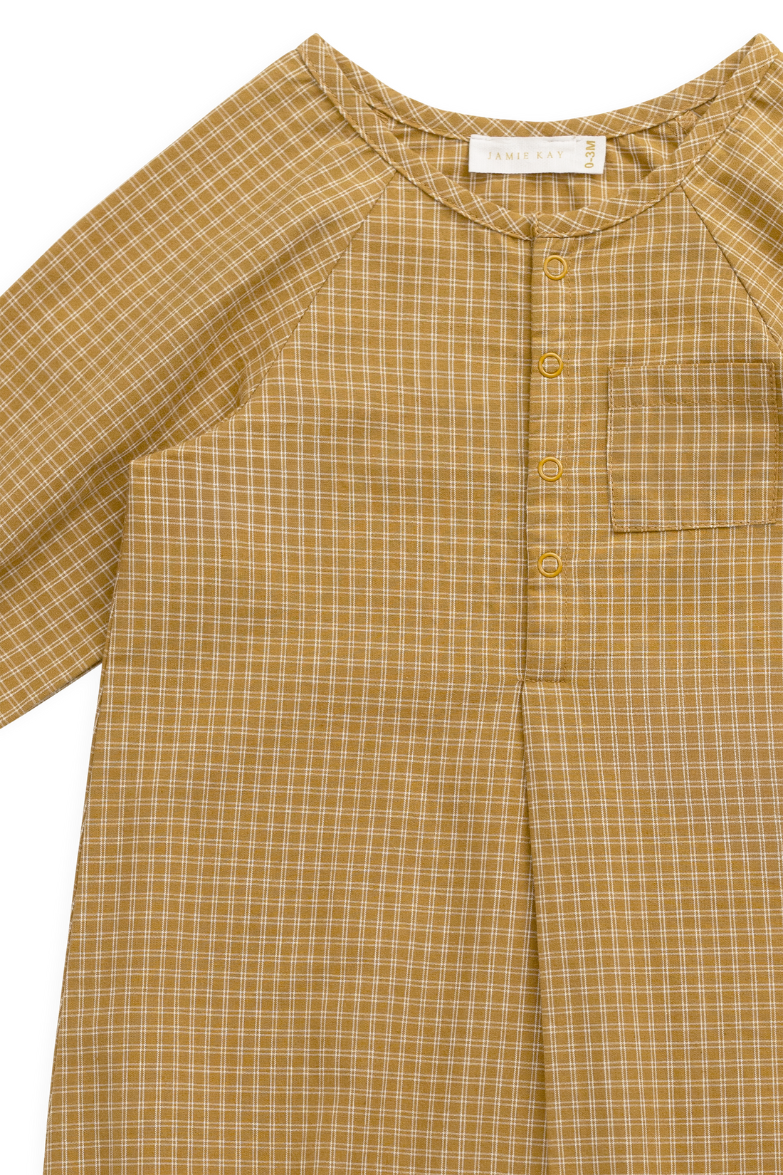 Organic Cotton Milton Onepiece - Windowpane Check Buckwheat Childrens Onepiece from Jamie Kay USA