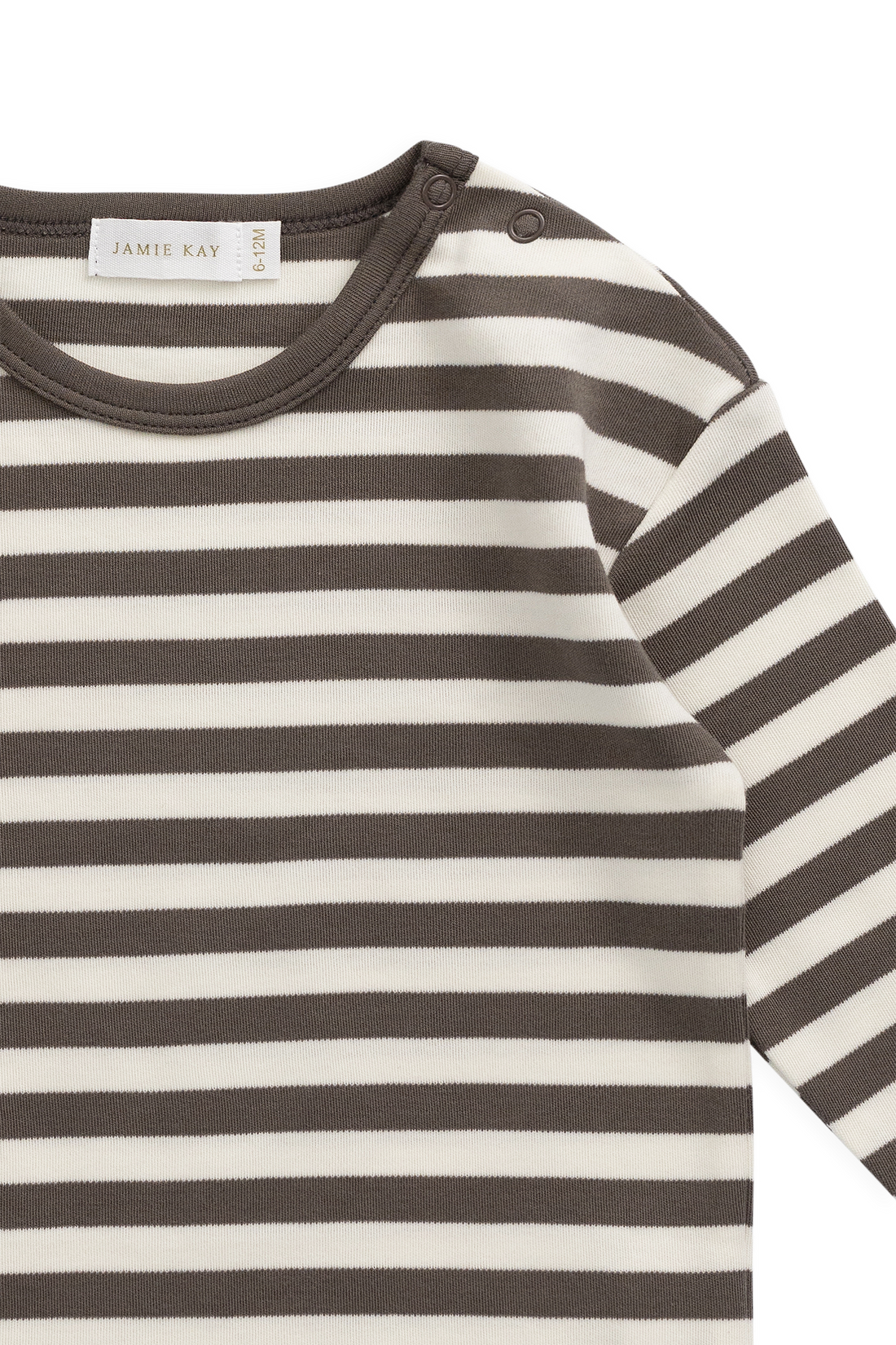 Pima Cotton Arnold Long Sleeve Top - Essential Stripe Raku/Cloud Childrens Top from Jamie Kay USA