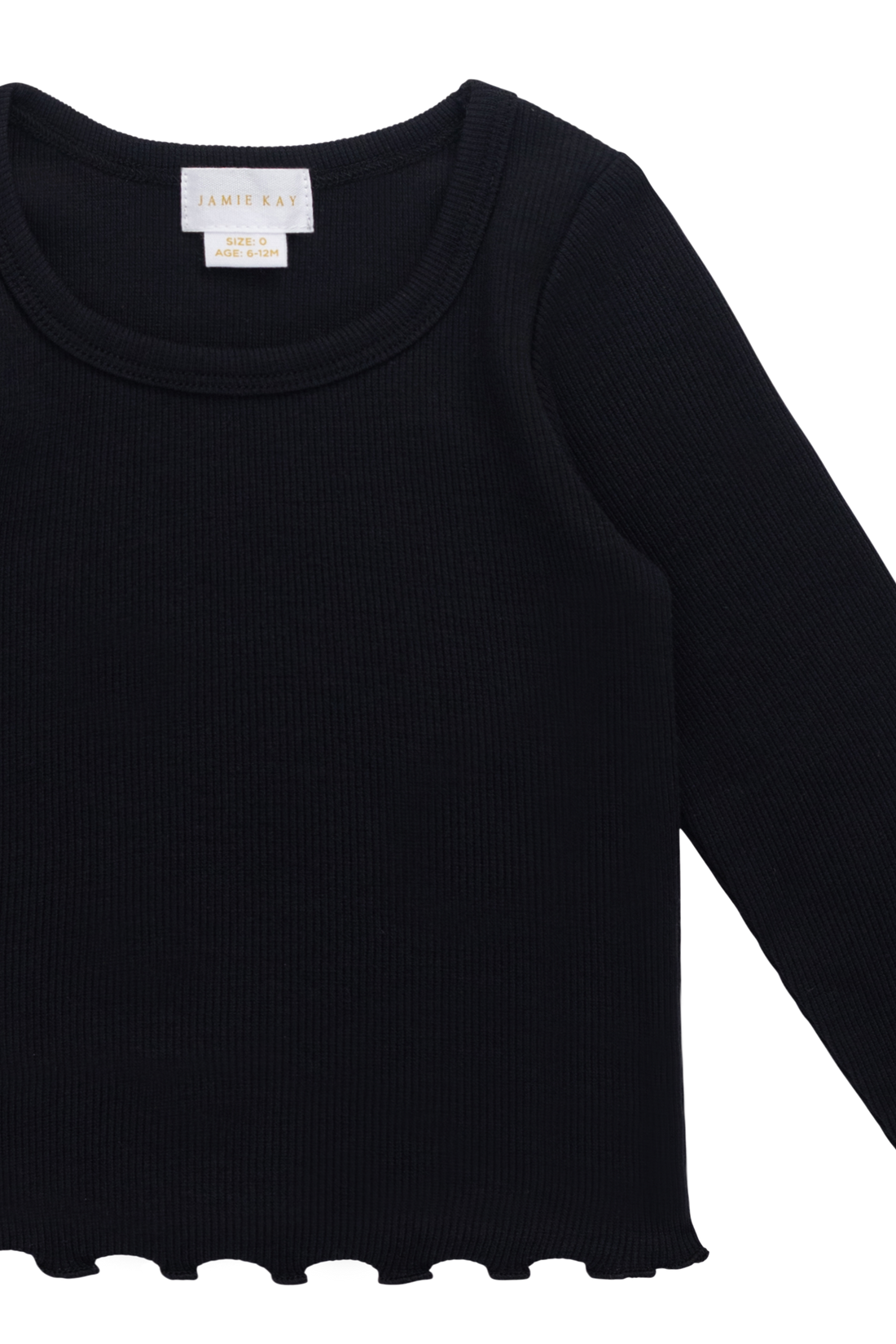 Organic Cotton Fine Rib Agathe Top - Ebony Childrens Top from Jamie Kay USA