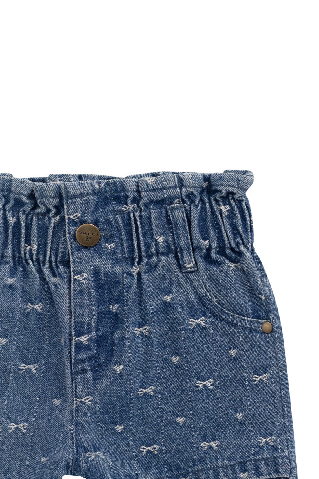 Kora Short - Amour Bows Denim Childrens Shorts from Jamie Kay USA
