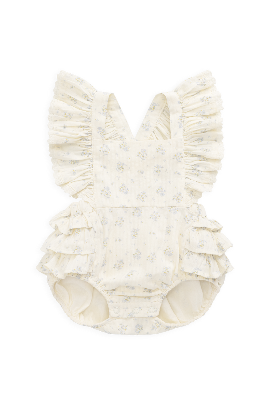Organic Cotton Elka Playsuit - Justine Vanilla Sky Childrens Playsuit from Jamie Kay USA