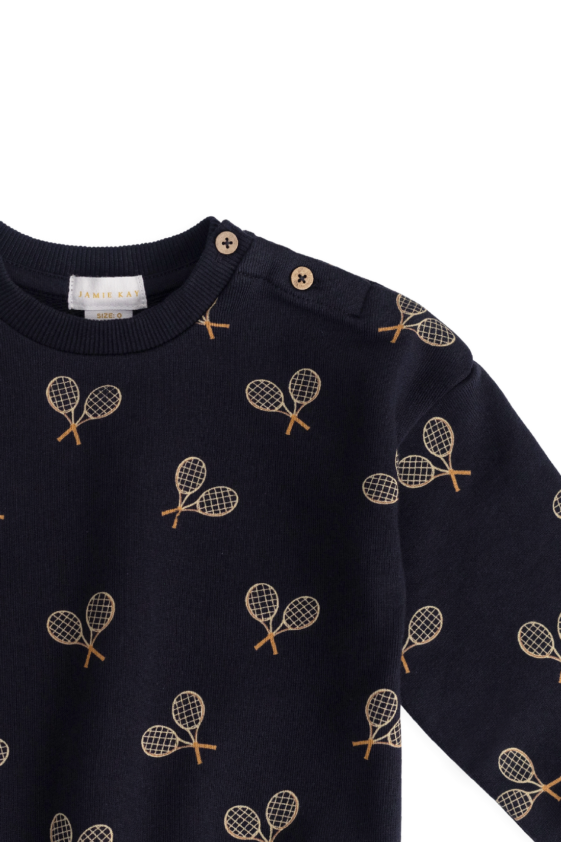 Organic Cotton Floyd Sweatshirt - Racquet Navy Childrens Sweatshirting from Jamie Kay USA