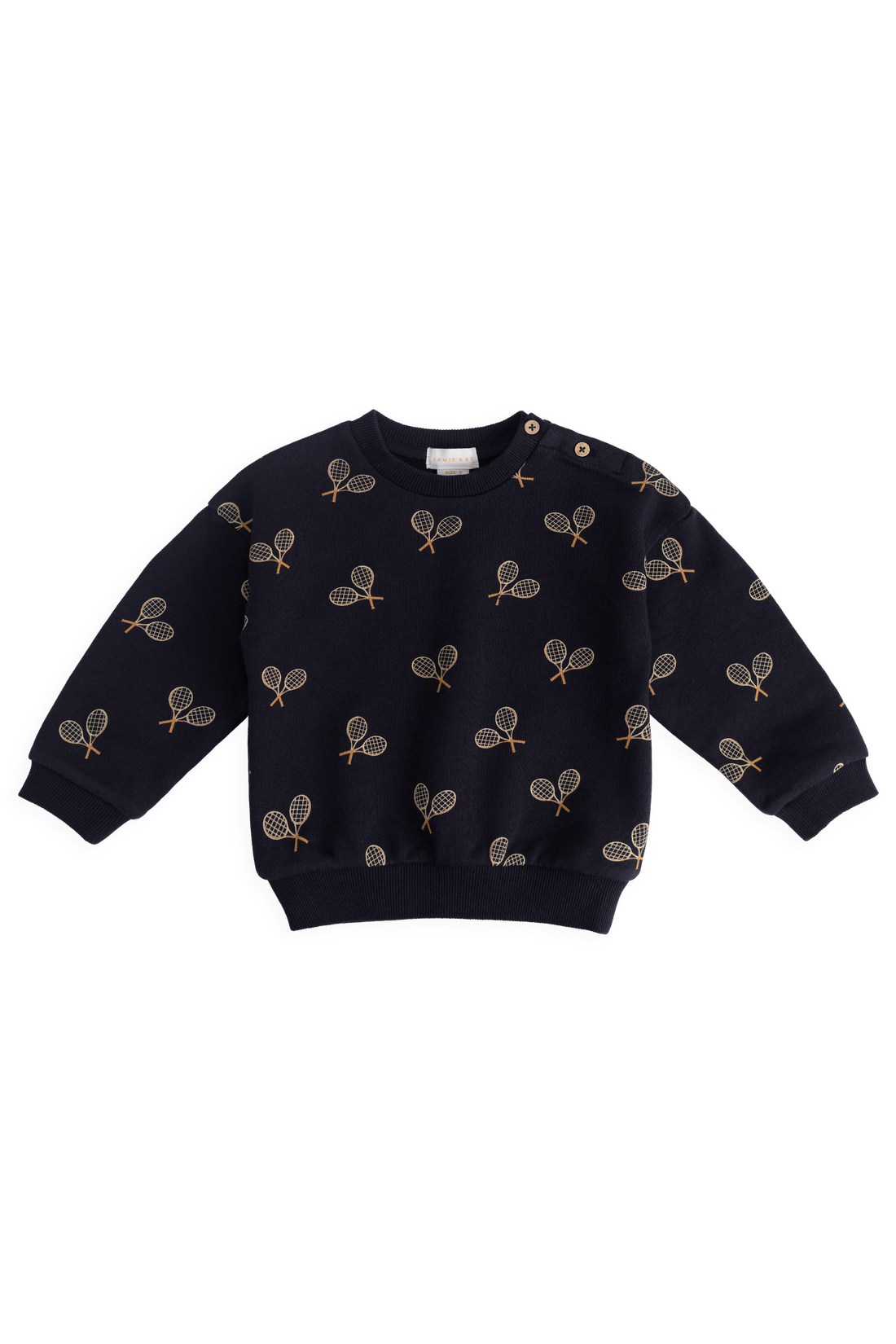 Organic Cotton Floyd Sweatshirt - Racquet Navy Childrens Sweatshirting from Jamie Kay USA