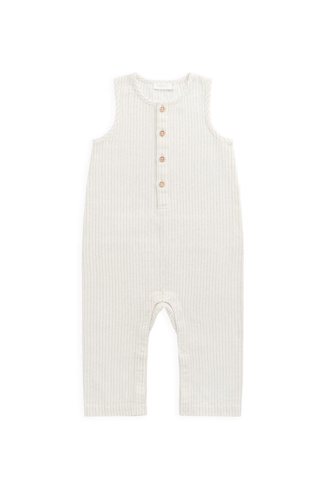 Organic Cotton Milo Jumpsuit - Mini Pinstripe Cloud / Duck Egg Blue Childrens Jumpsuit from Jamie Kay USA