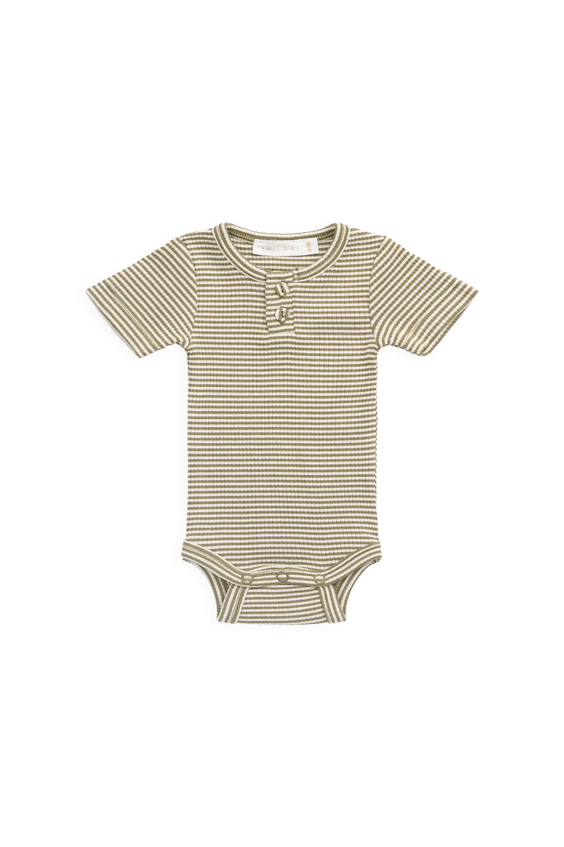 Organic Cotton Modal Darcy Rib Tee Bodysuit - Petite Stripe Avocado Oil / Cloud Childrens Bodysuit from Jamie Kay USA