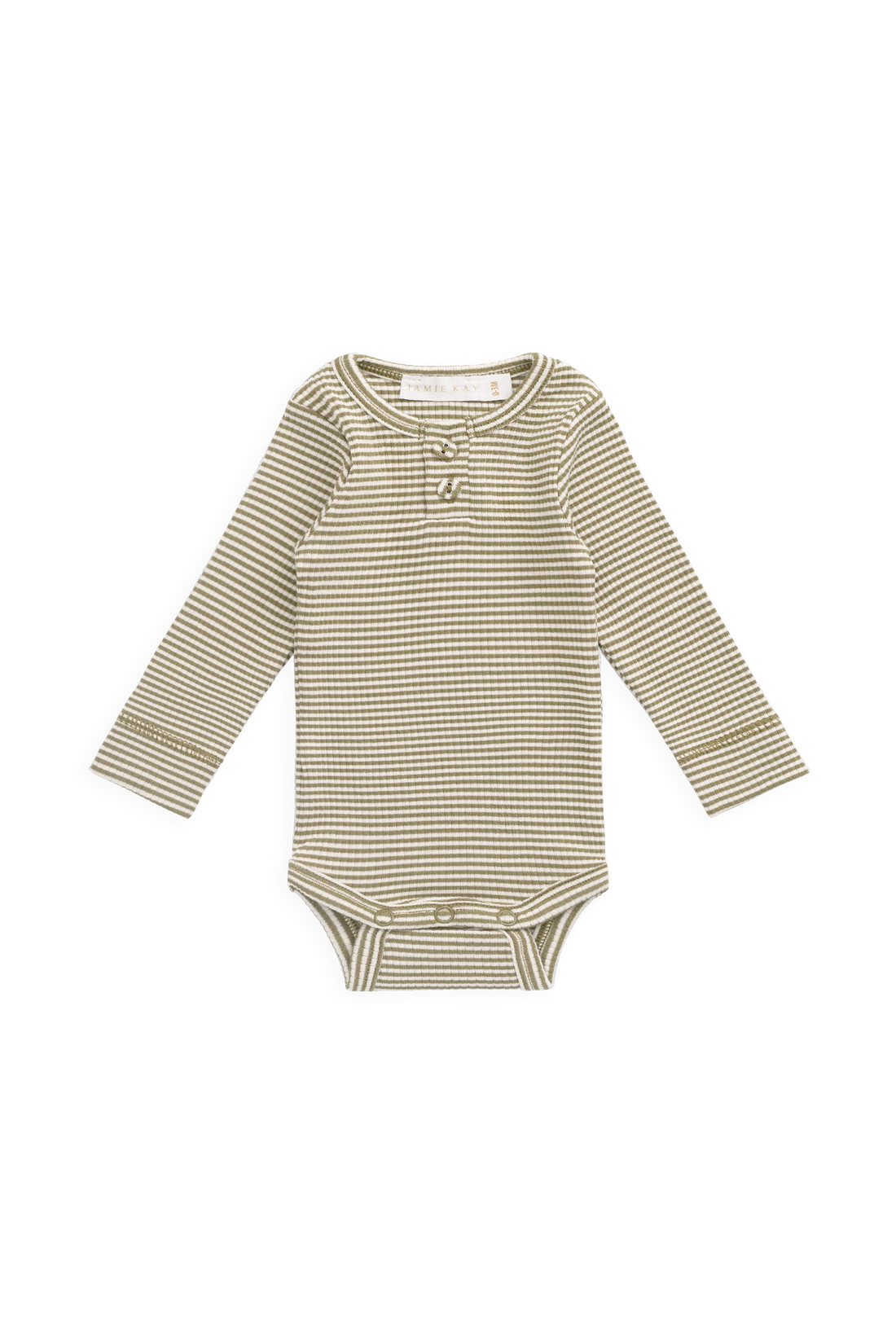 Organic Cotton Modal Long Sleeve Bodysuit - Petite Stripe Avocado Oil / Cloud Childrens Bodysuit from Jamie Kay USA
