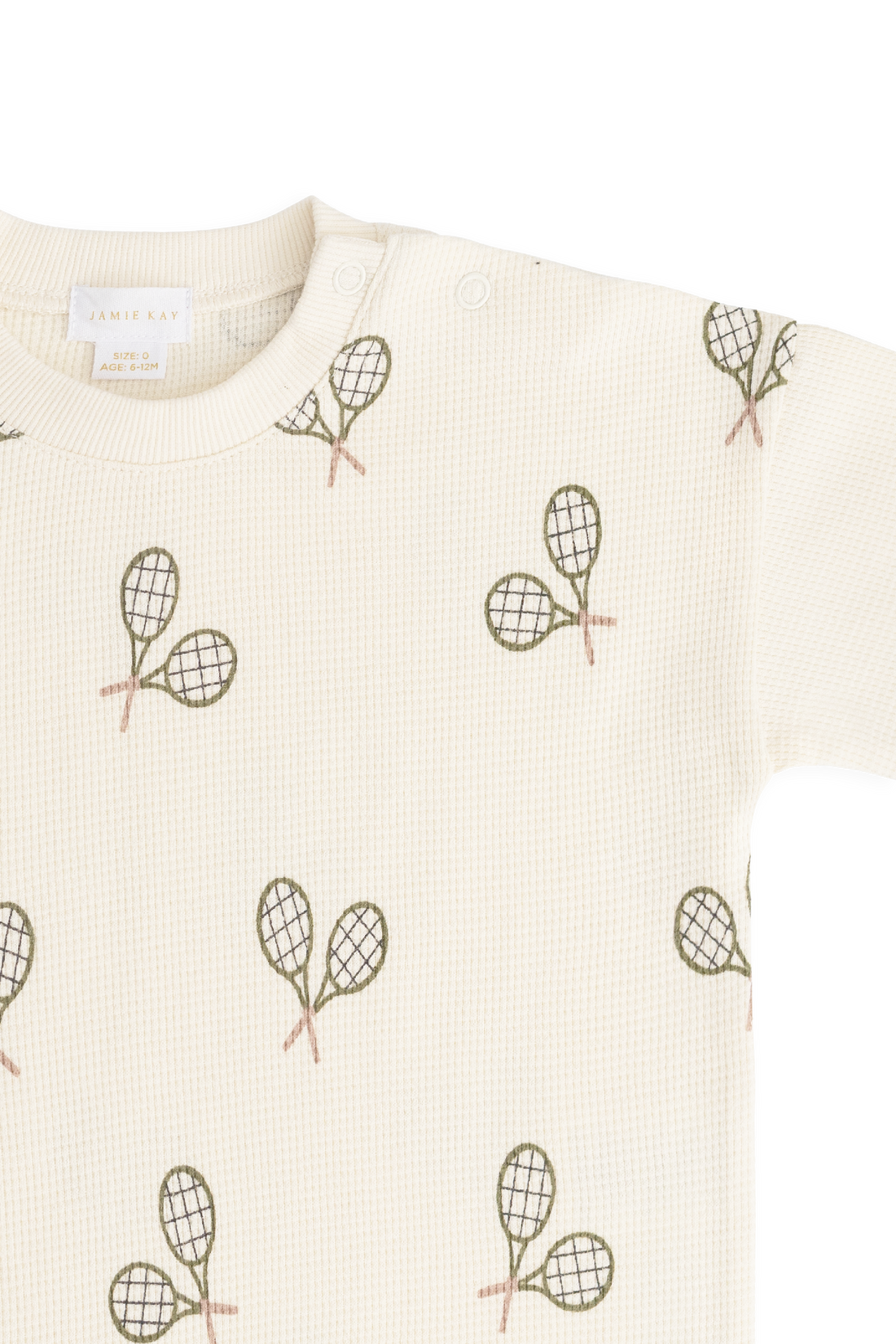 Organic Cotton Waffle Leith Tee - Racquet Tofu Childrens Top from Jamie Kay USA