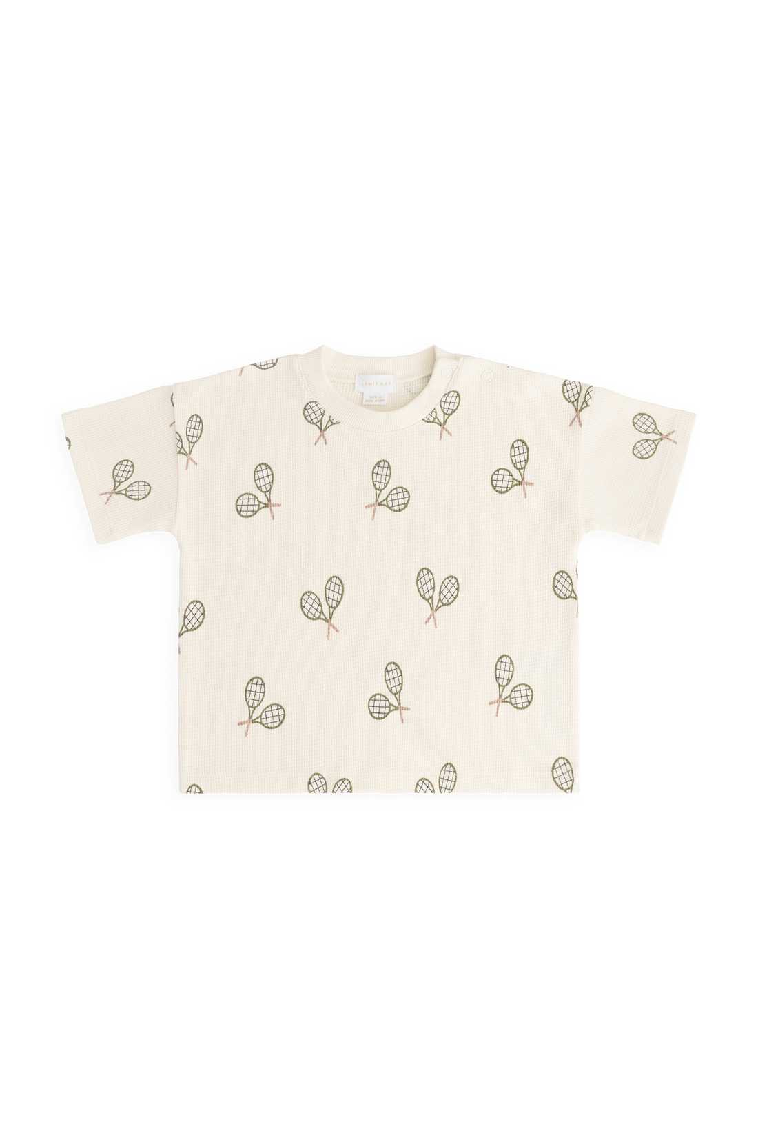 Organic Cotton Waffle Leith Tee - Racquet Tofu Childrens Top from Jamie Kay USA