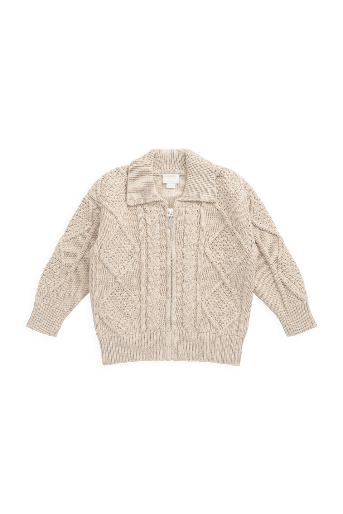 Simon Zip-Up Cardigan - Wheat Childrens Cardigan from Jamie Kay USA