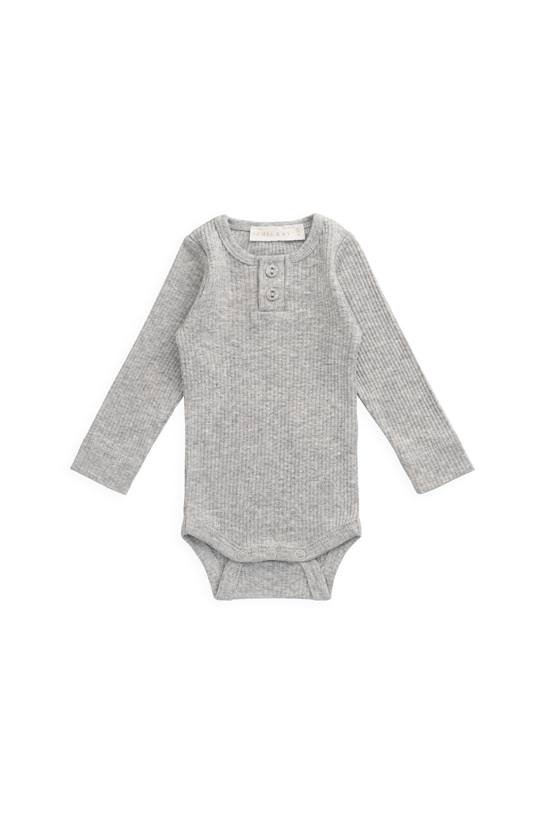 Organic Cotton Modal Long Sleeve Bodysuit - Light Grey Marle Childrens Bodysuit from Jamie Kay USA