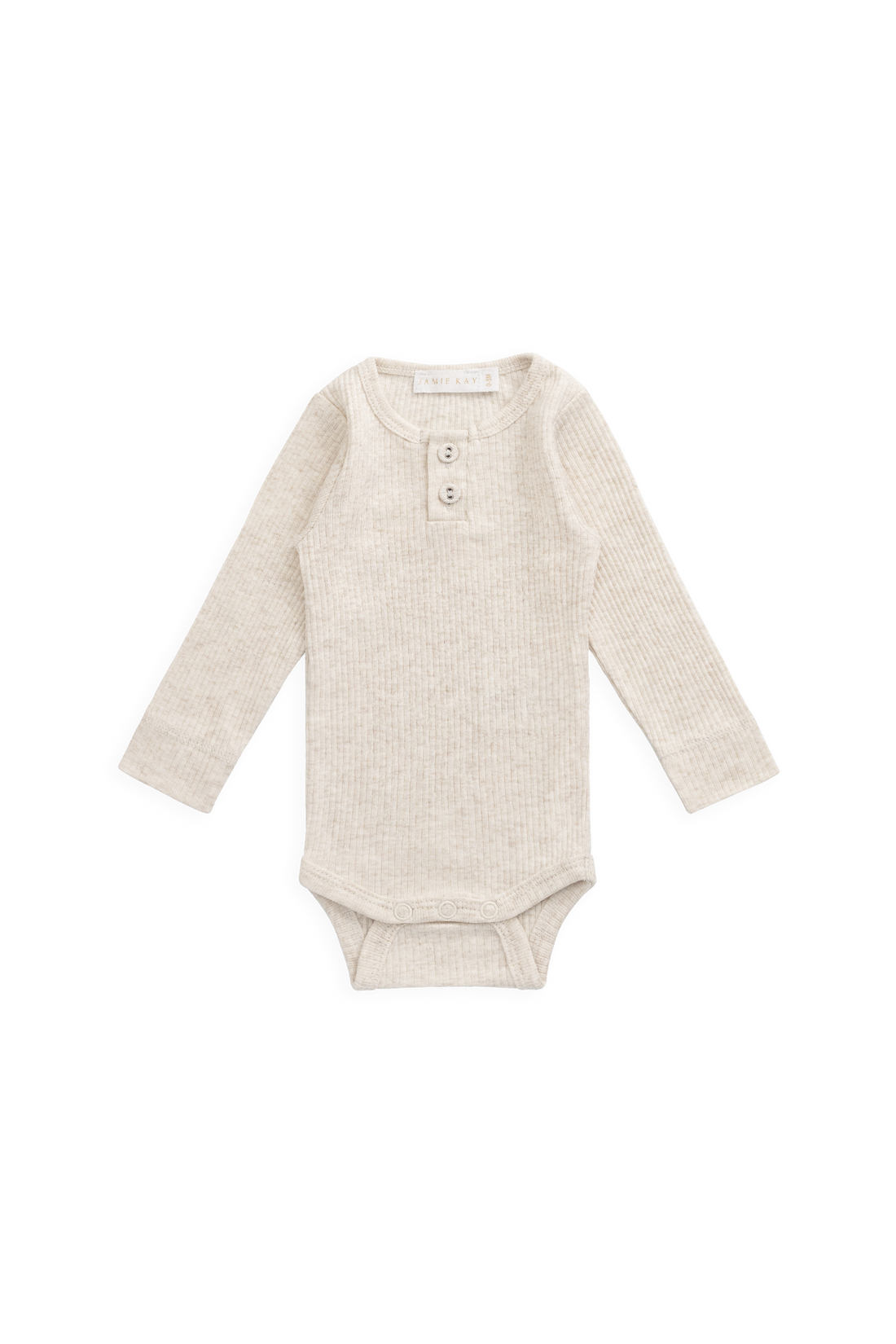 Organic Cotton Modal Long Sleeve Bodysuit - Oatmeal Marle Childrens Bodysuit from Jamie Kay USA