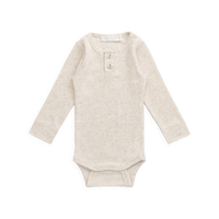 Organic Cotton Modal Long Sleeve Bodysuit - Oatmeal Marle Childrens Bodysuit from Jamie Kay USA