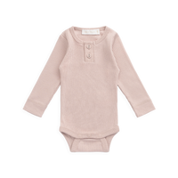 Organic Cotton Modal Long Sleeve Bodysuit - Rose Smoke Childrens Bodysuit from Jamie Kay USA