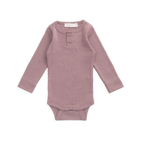 Organic Cotton Modal Long Sleeve Bodysuit - Woodrose Childrens Bodysuit from Jamie Kay USA