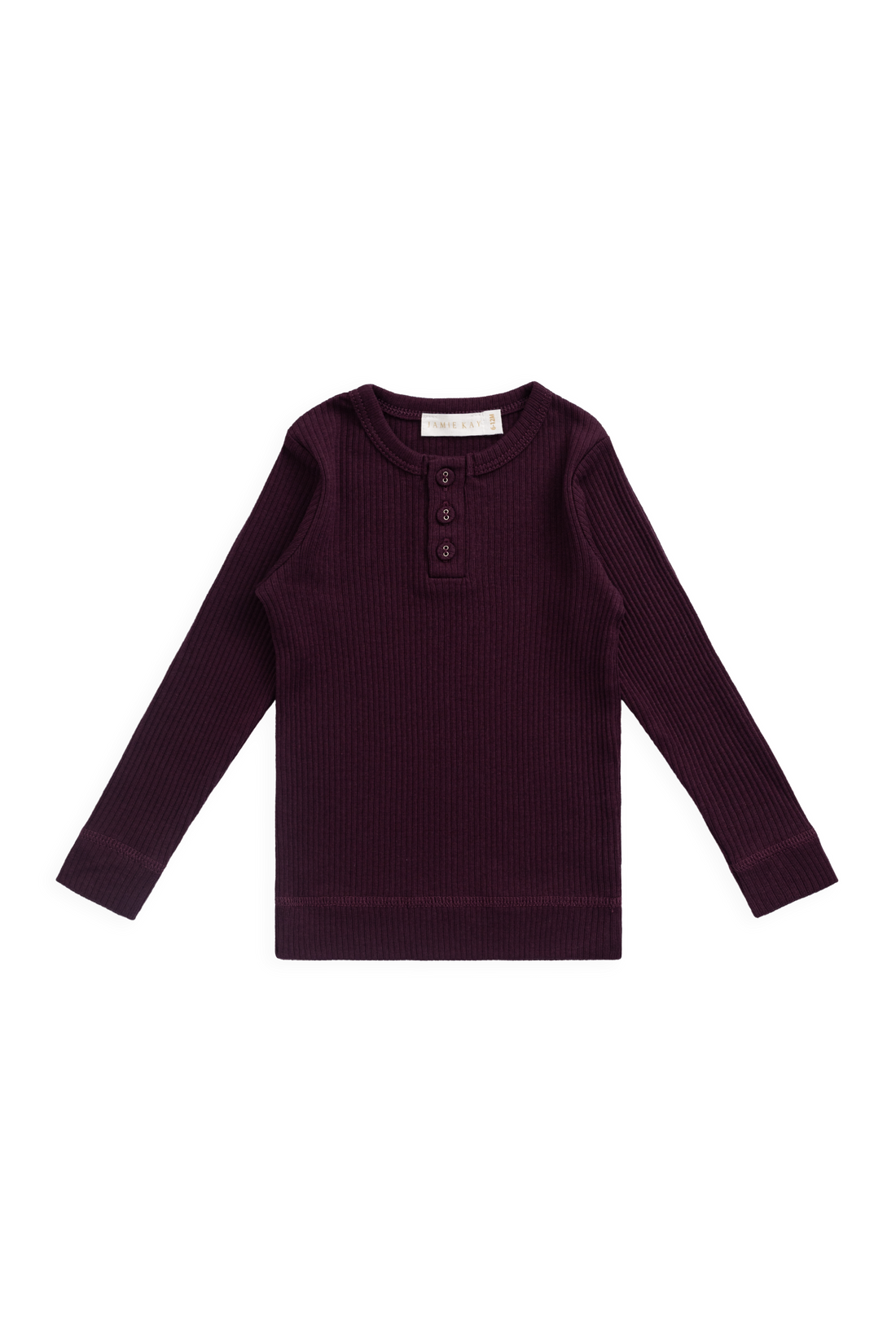 Organic Cotton Modal Long Sleeve Henley - Fig Childrens Top from Jamie Kay USA