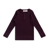 Organic Cotton Modal Long Sleeve Henley - Fig Childrens Top from Jamie Kay USA